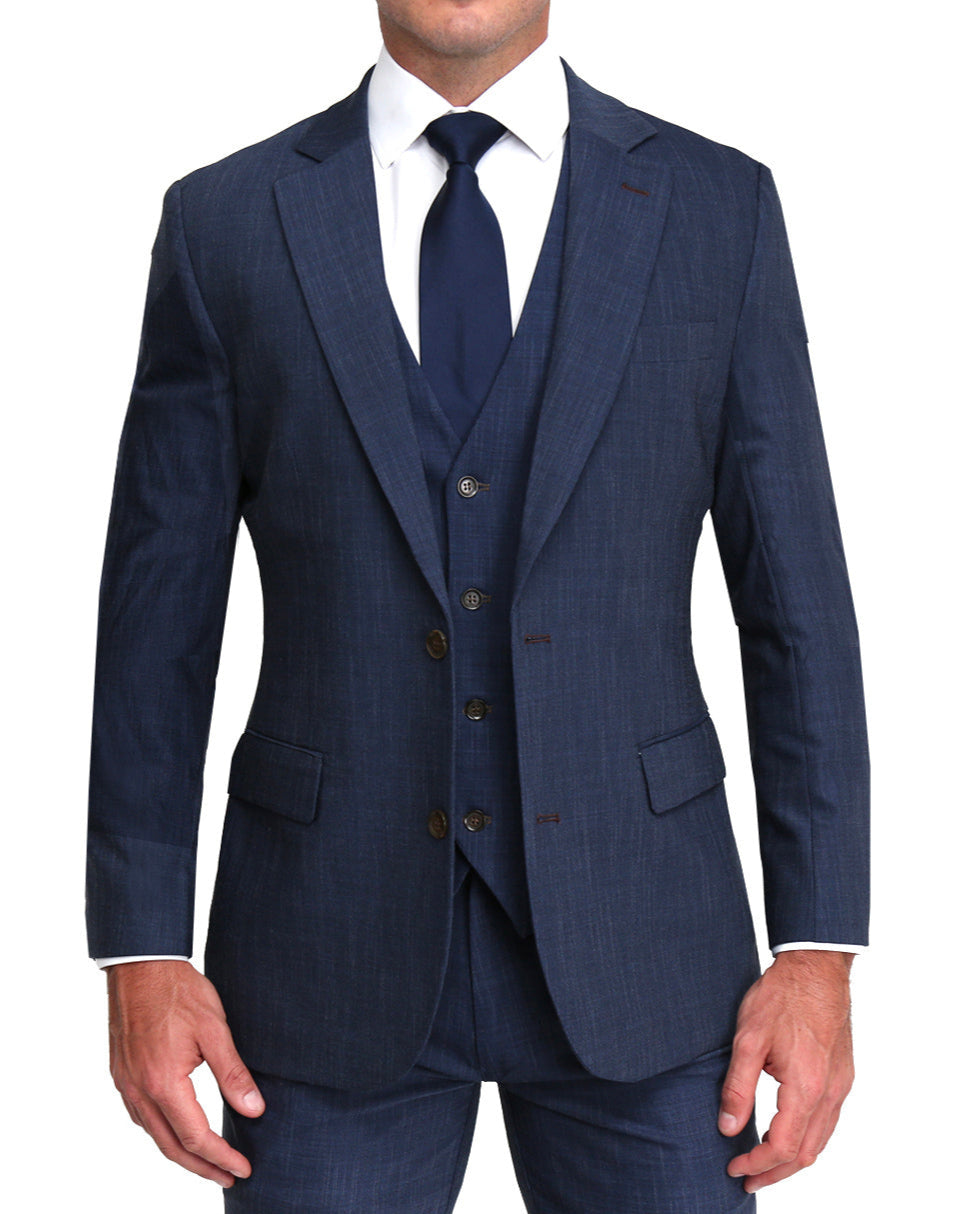 Athletic Fit Stretch Suit Vest - Heathered Navy