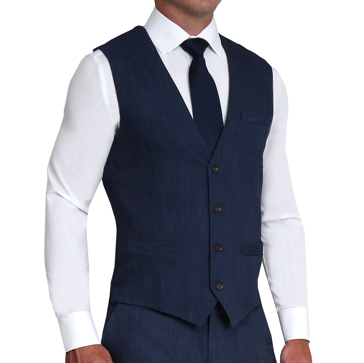 Athletic Fit Stretch Suit Vest - Heathered Navy