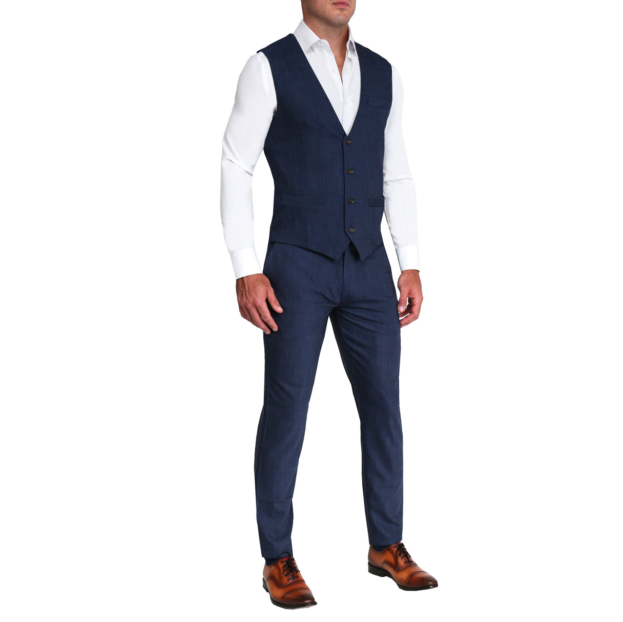 Athletic Fit Stretch Suit Vest - Heathered Navy