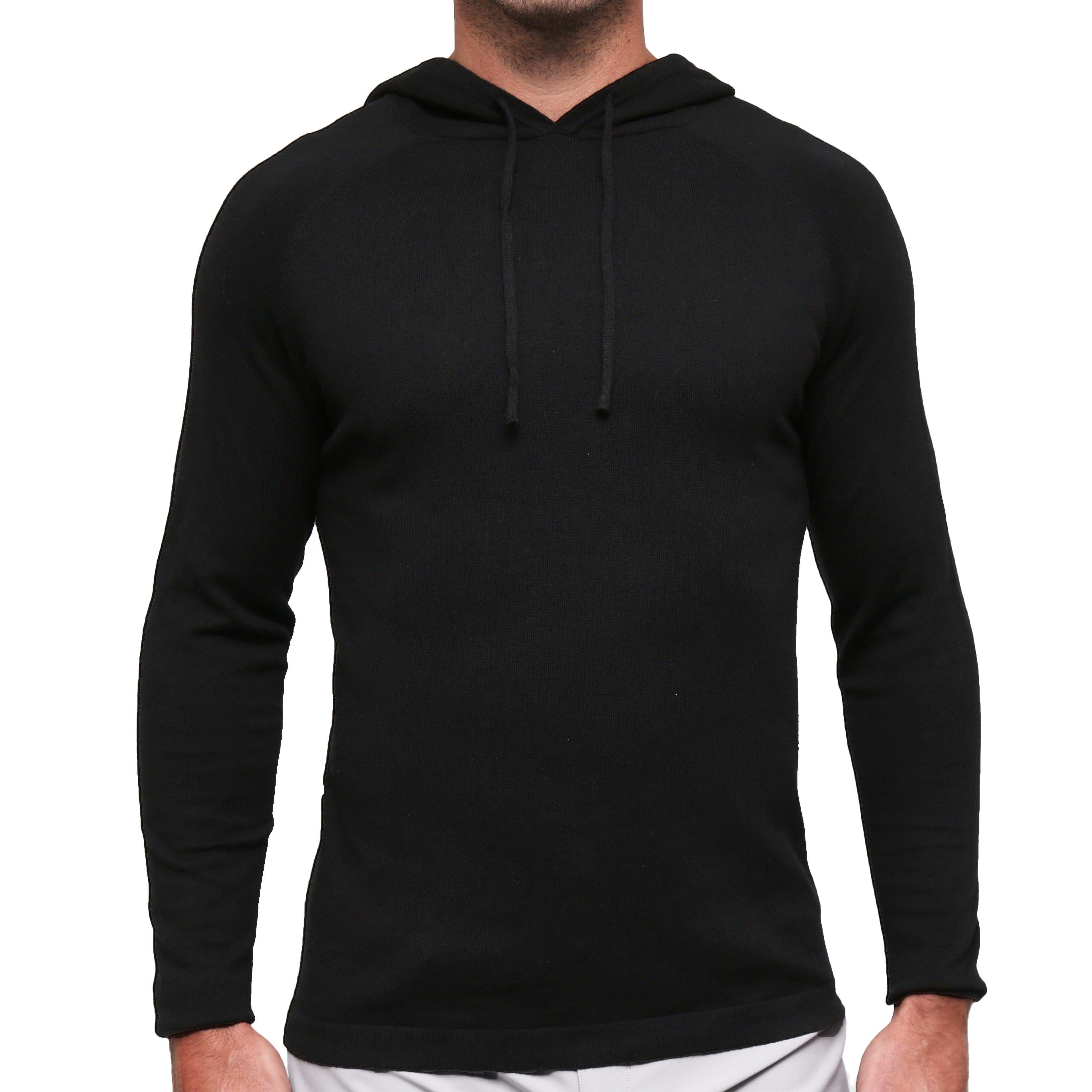 Knit Cotton-Silk Blend Hoodie - Black