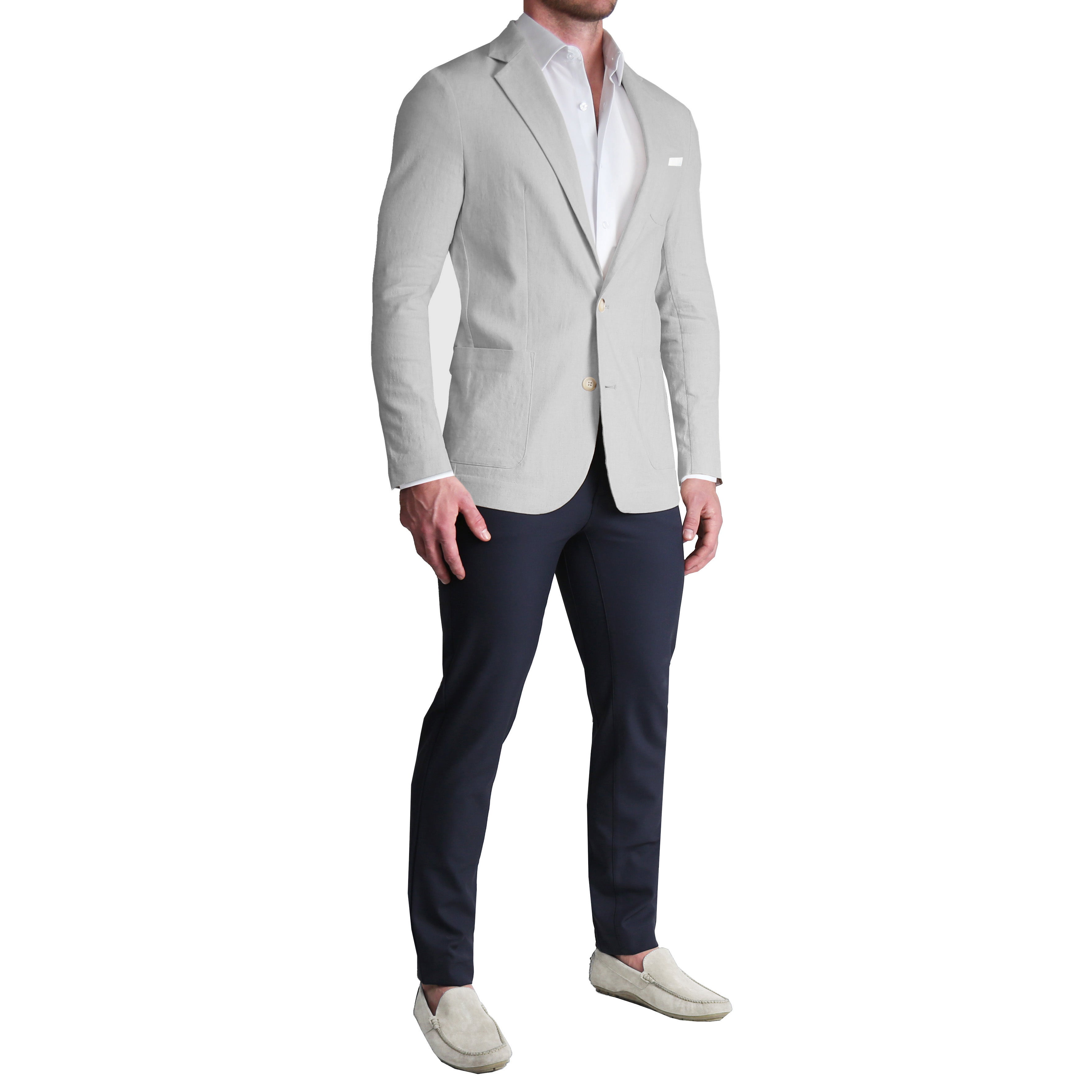 Unstructured Linen Blazer - Light Grey