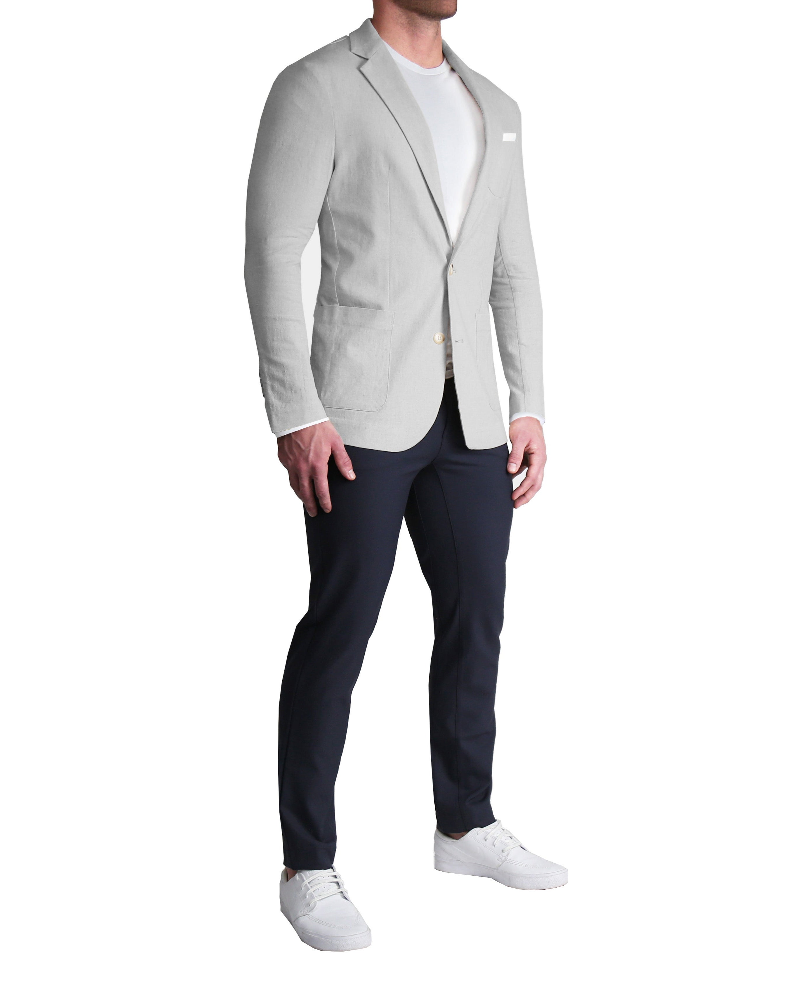 Unstructured Linen Blazer - Light Grey