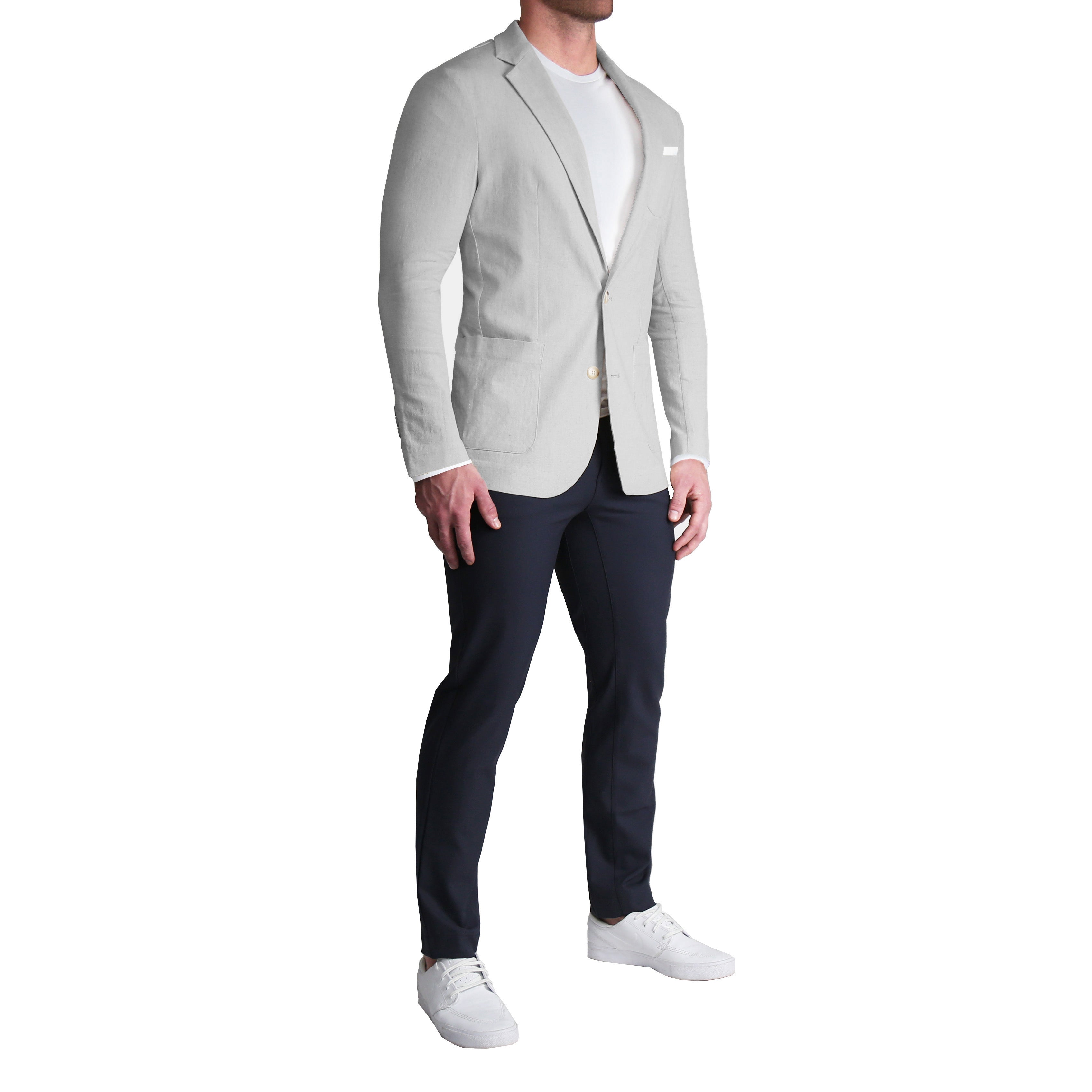 Unstructured Linen Blazer - Light Grey