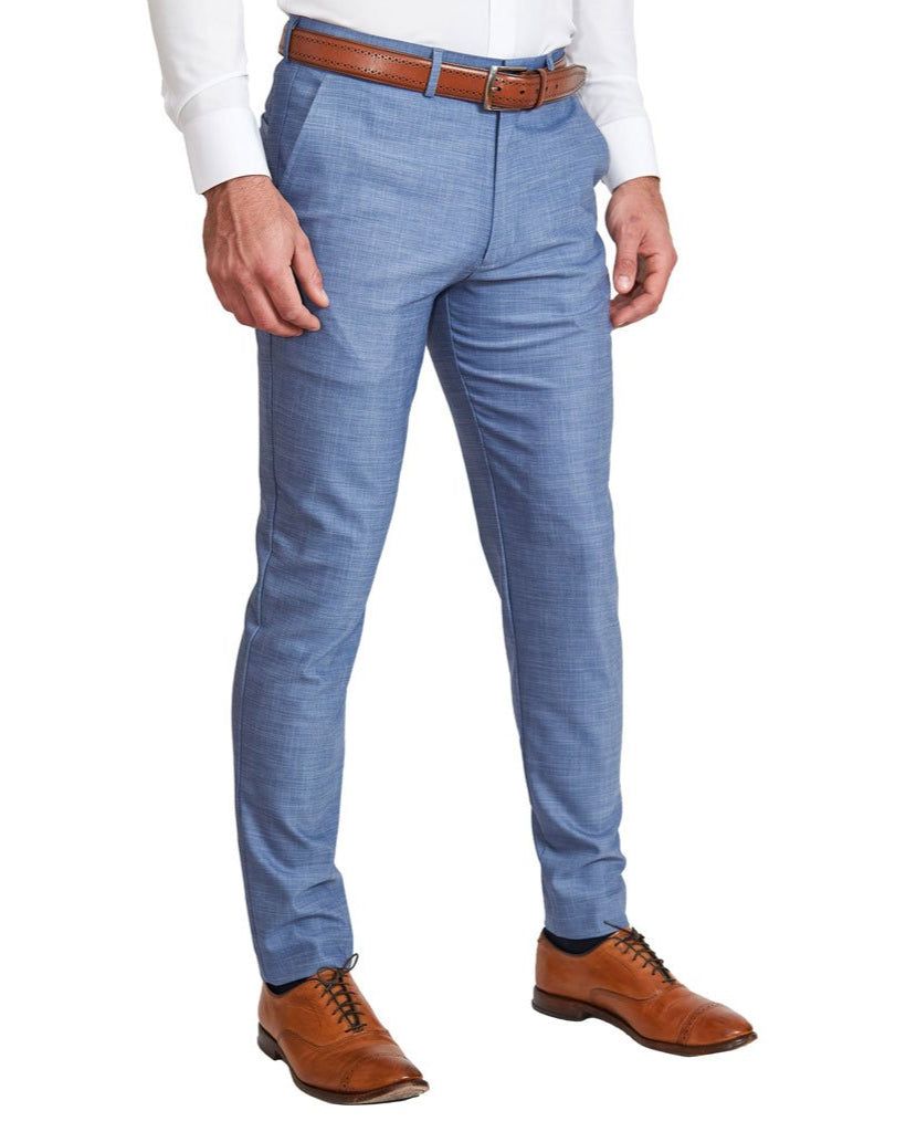 Athletic Fit Stretch Suit - Heathered Light Blue