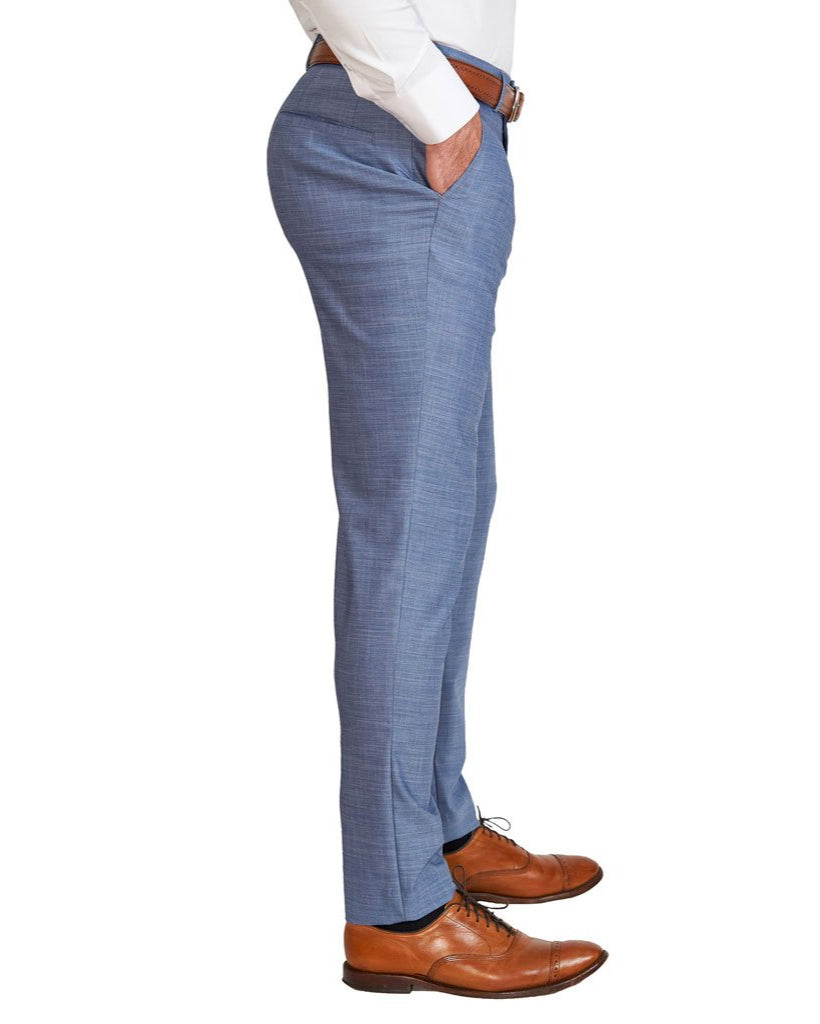 Athletic Fit Stretch Suit - Heathered Light Blue