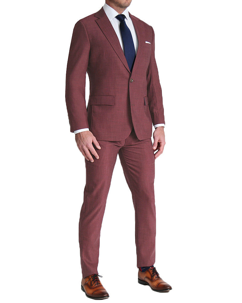 Athletic Fit Stretch Suit - Heathered Maroon