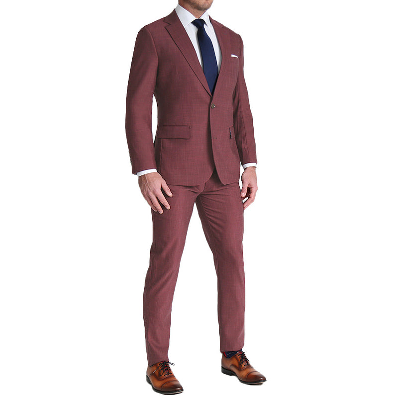 Athletic Fit Stretch Suit - Heathered Maroon