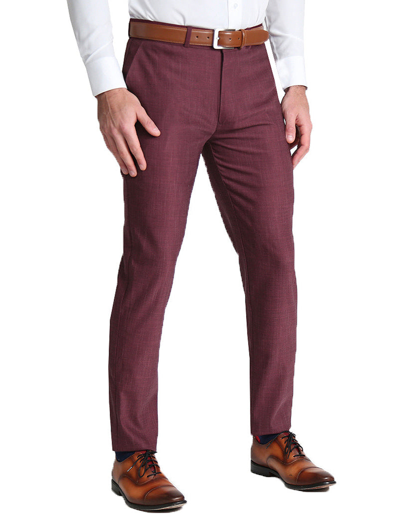 Athletic Fit Stretch Suit - Heathered Maroon