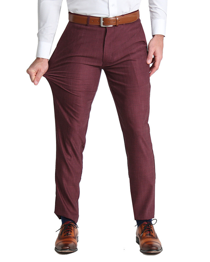 Athletic Fit Stretch Suit - Heathered Maroon