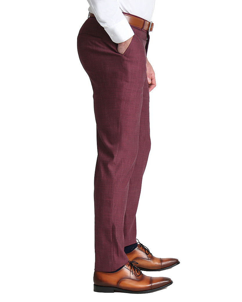 Athletic Fit Stretch Suit - Heathered Maroon