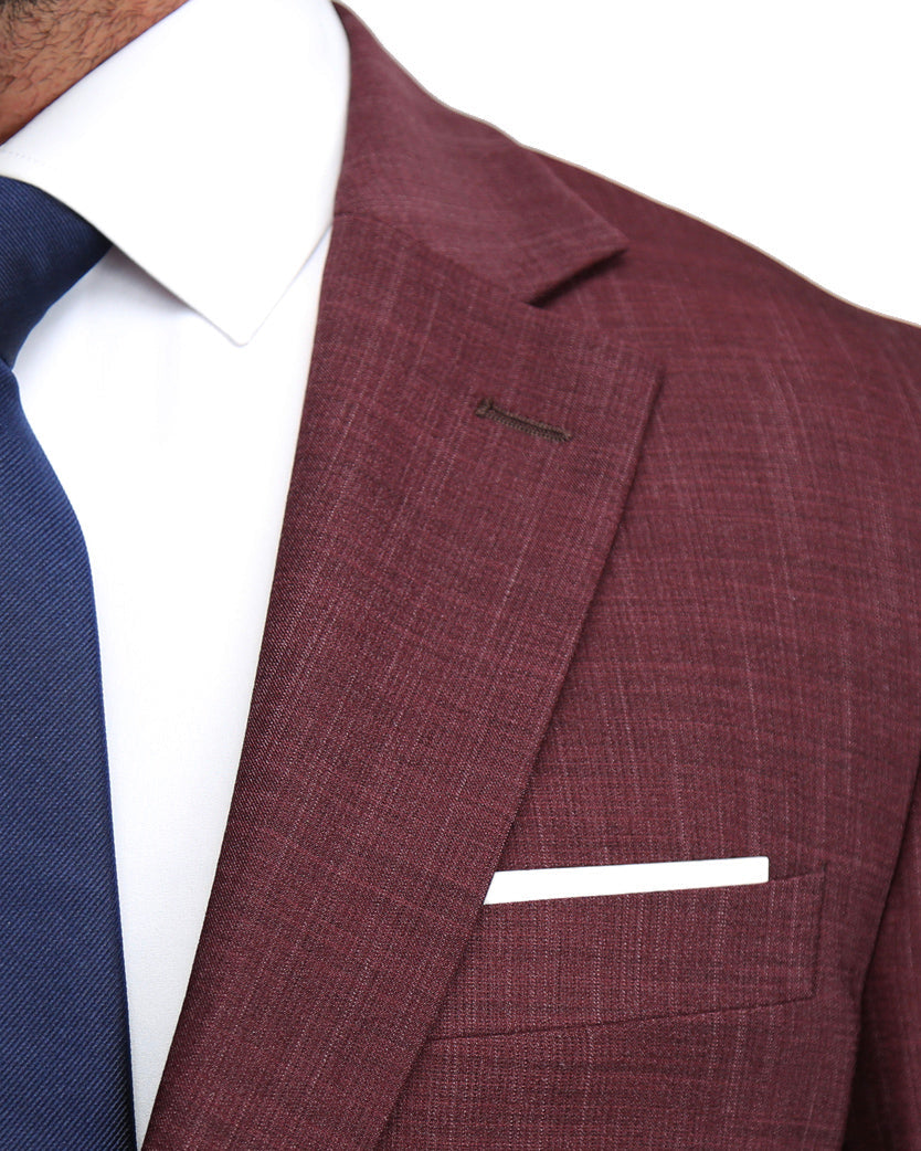 Athletic Fit Stretch Blazer - Heathered Maroon