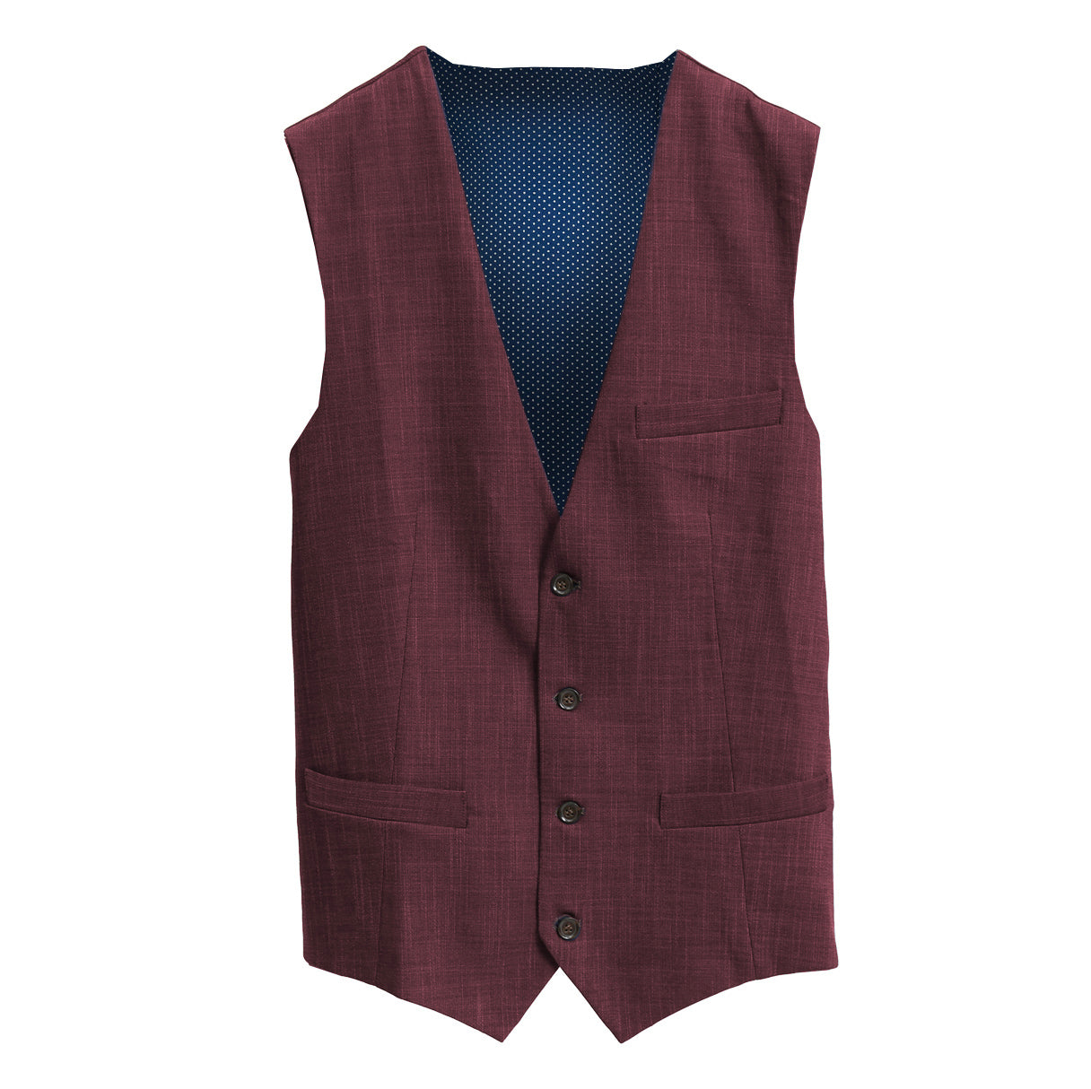 Athletic Fit Stretch Suit Vest - Heathered Maroon