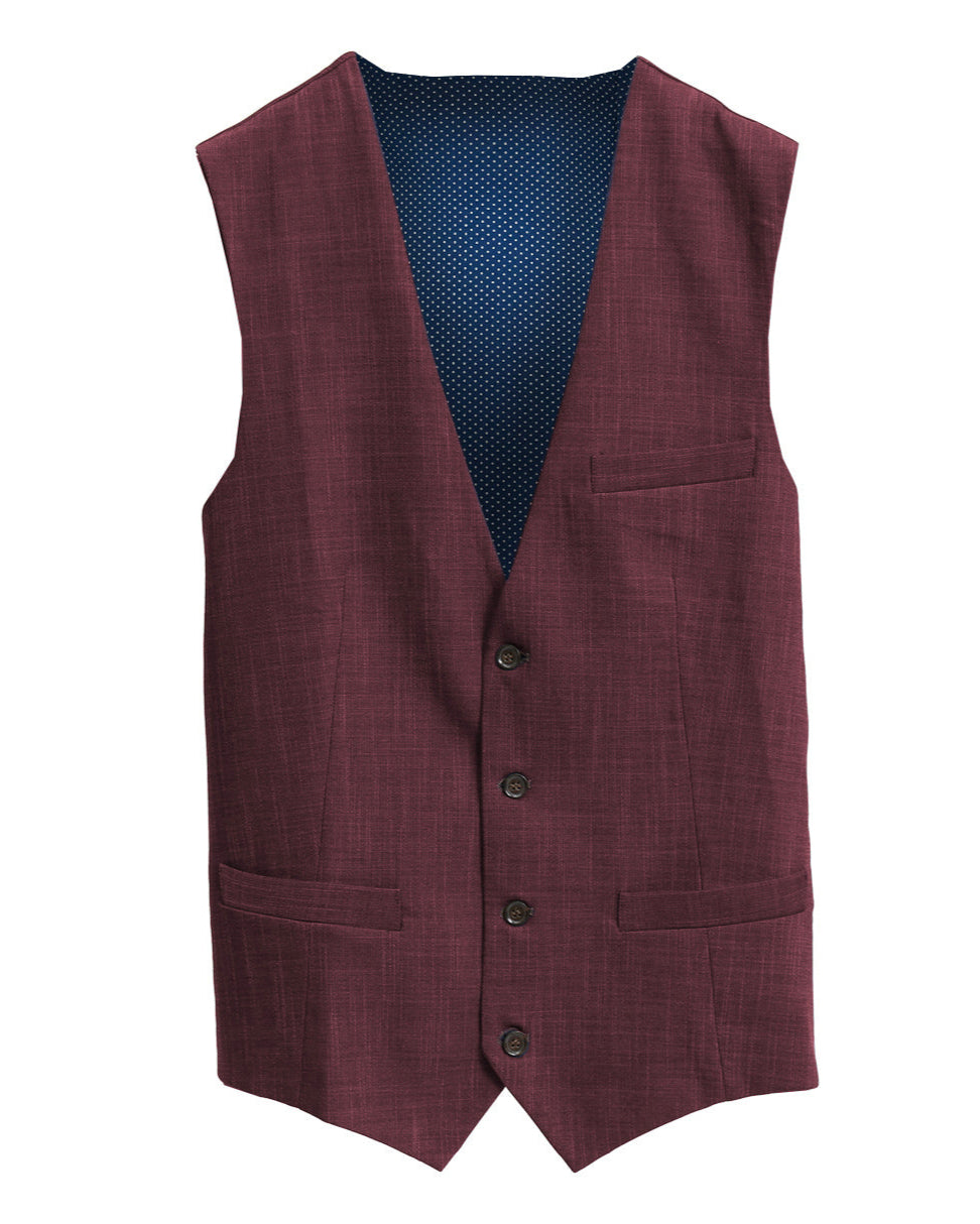 Athletic Fit Stretch Suit Vest - Heathered Maroon
