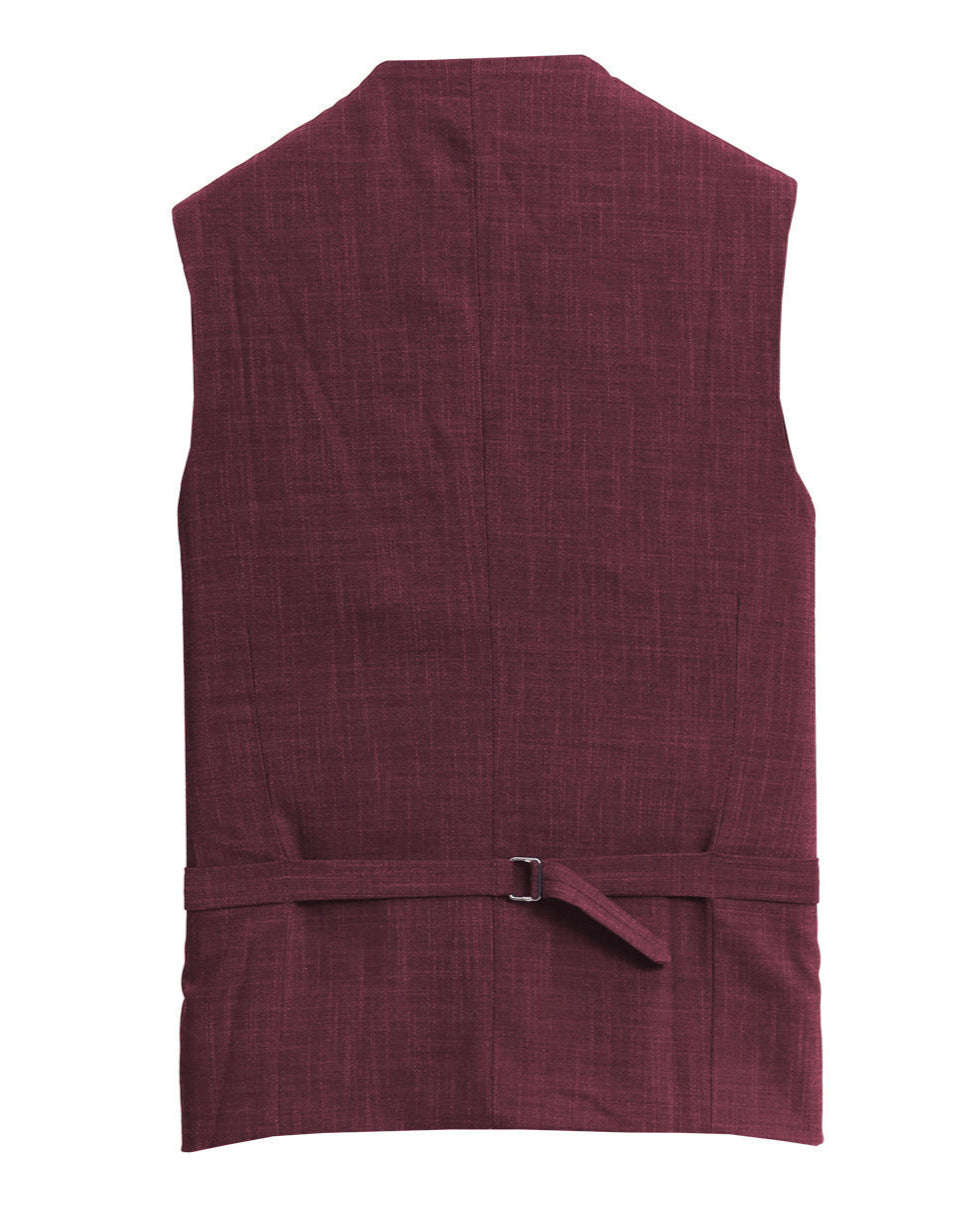 Athletic Fit Stretch Suit Vest - Heathered Maroon