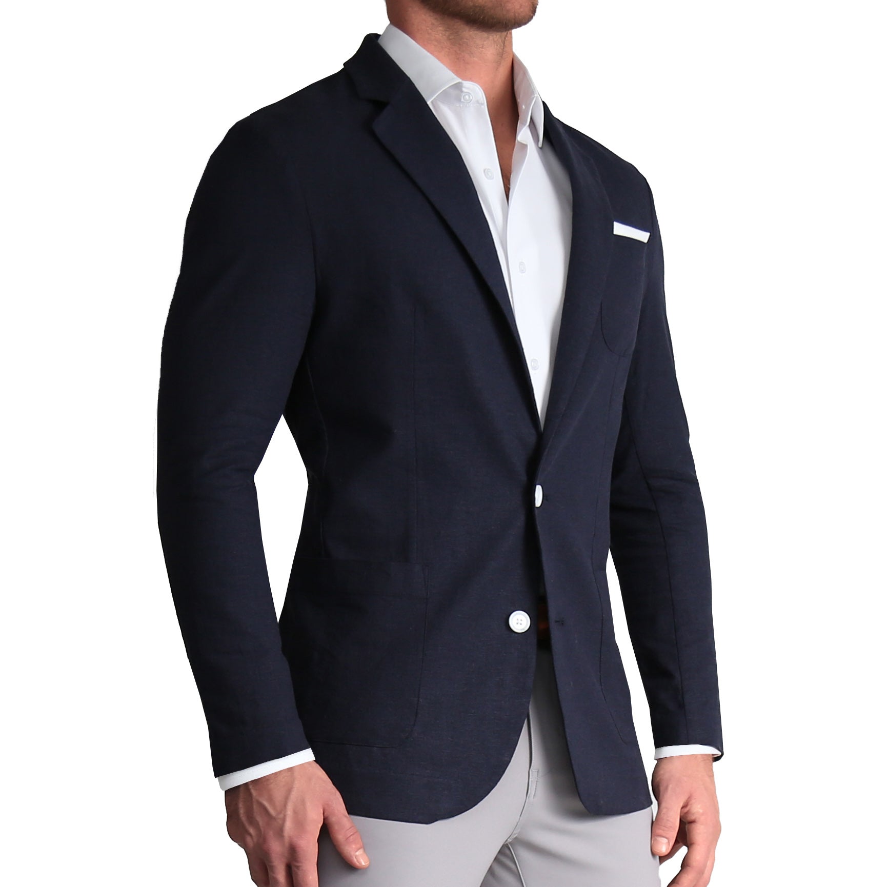 Unstructured Linen Blazer - Navy