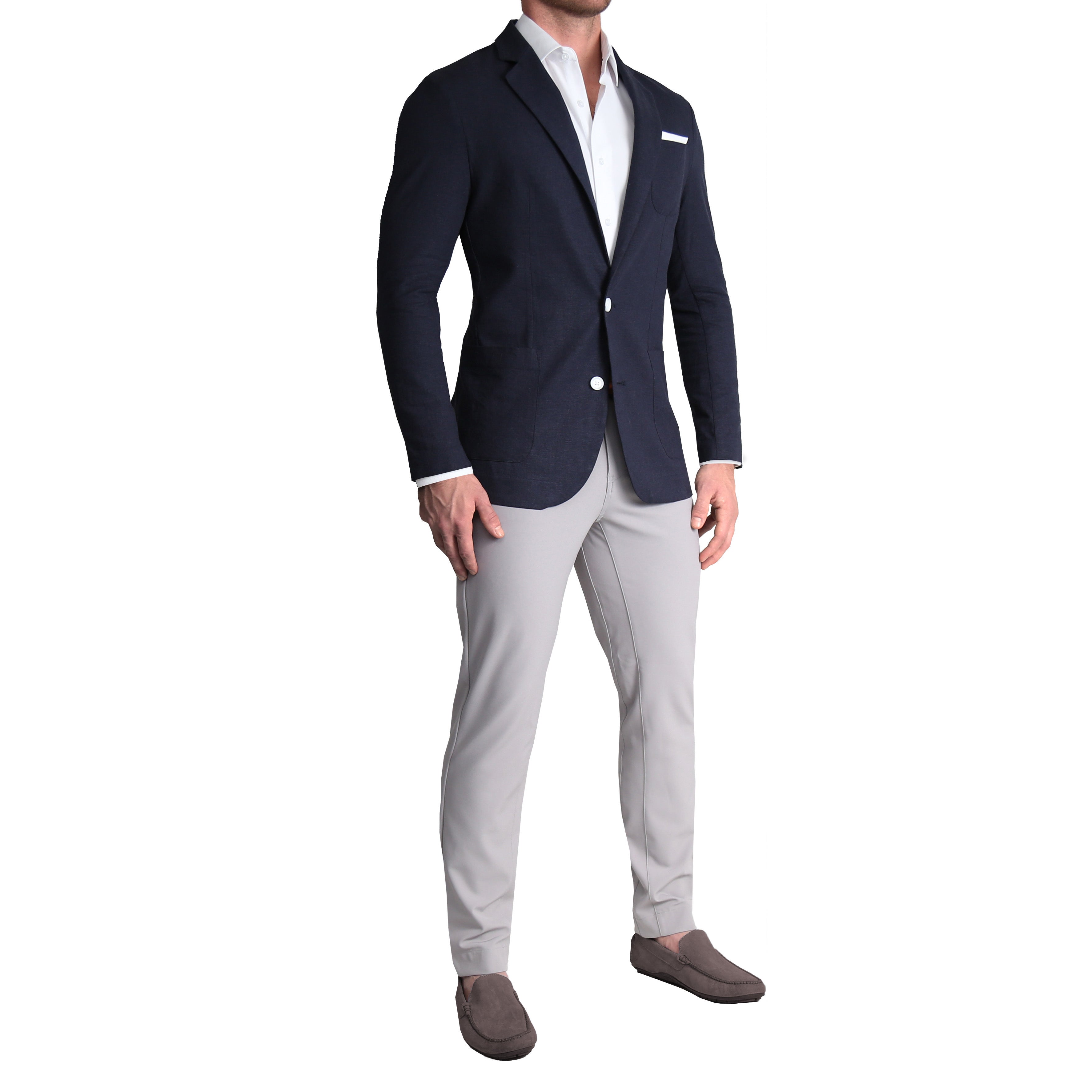 Blue unstructured blazer best sale