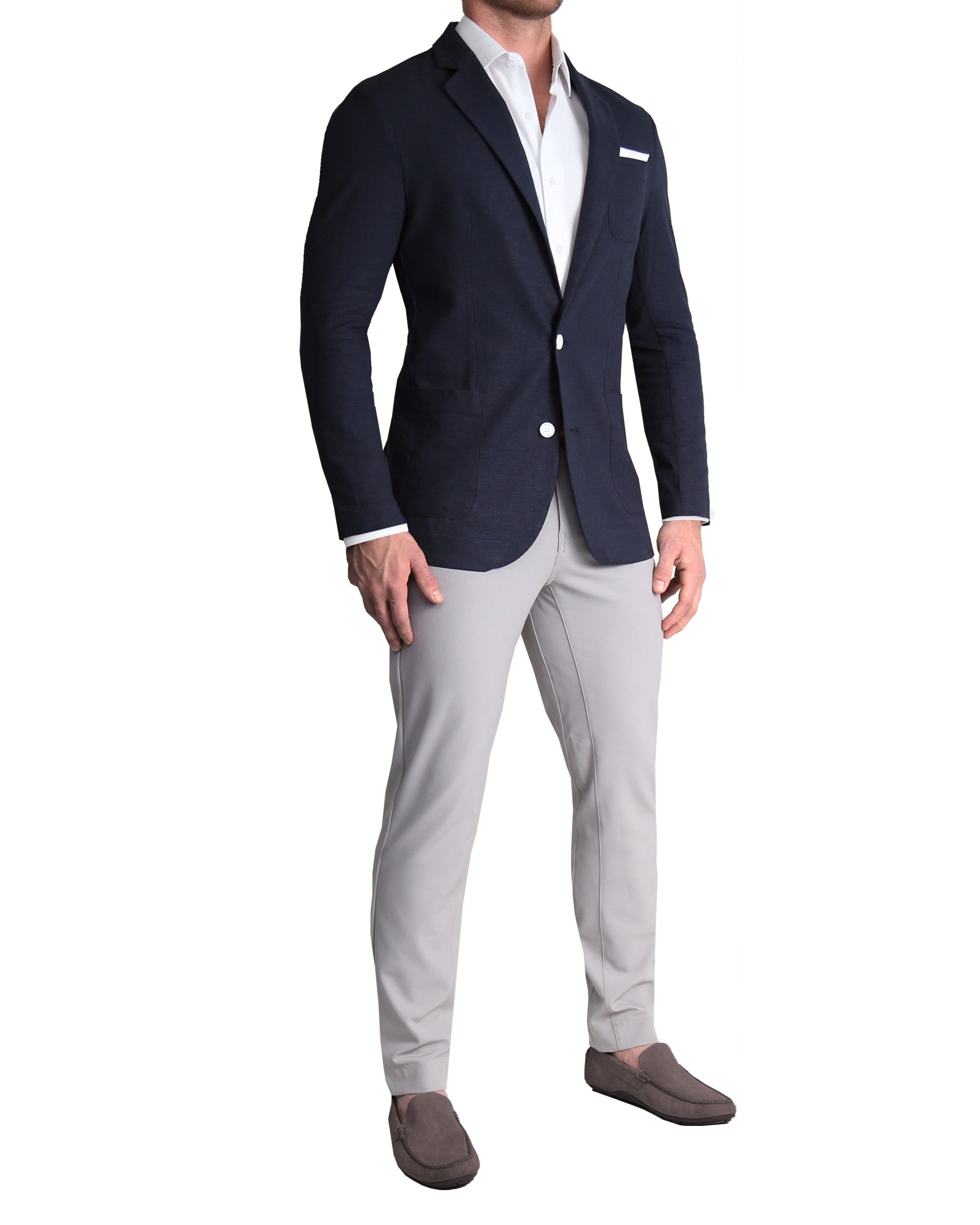 Unstructured Linen Blazer - Navy