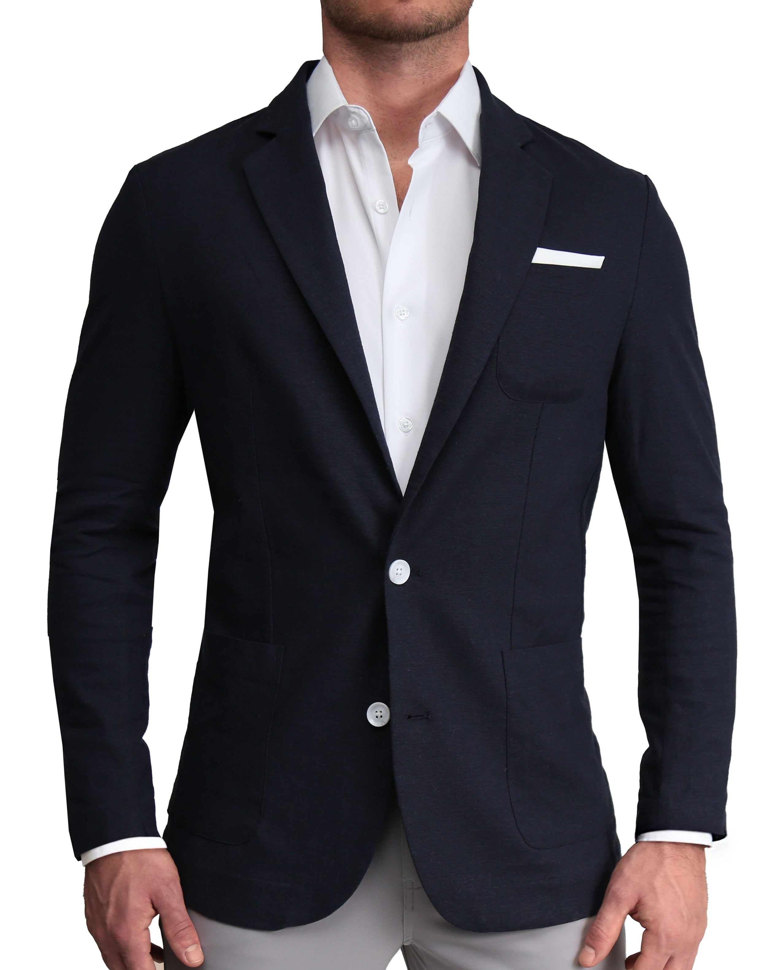 Unstructured Linen Blazer - Navy