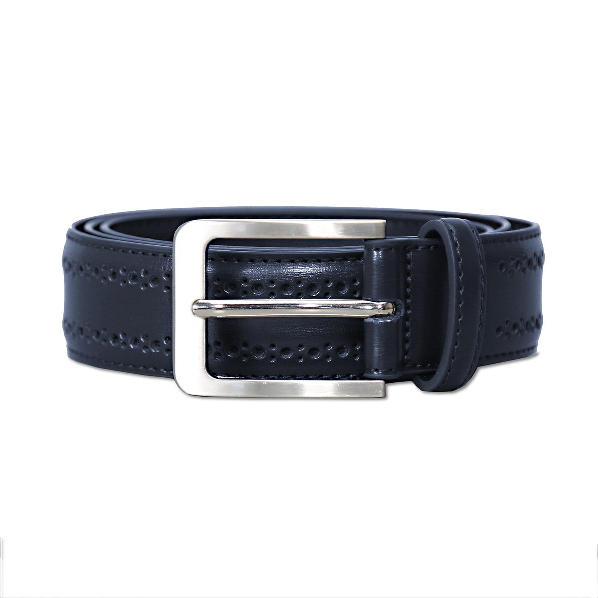 Perforated Leather Belt Navy - Main Image