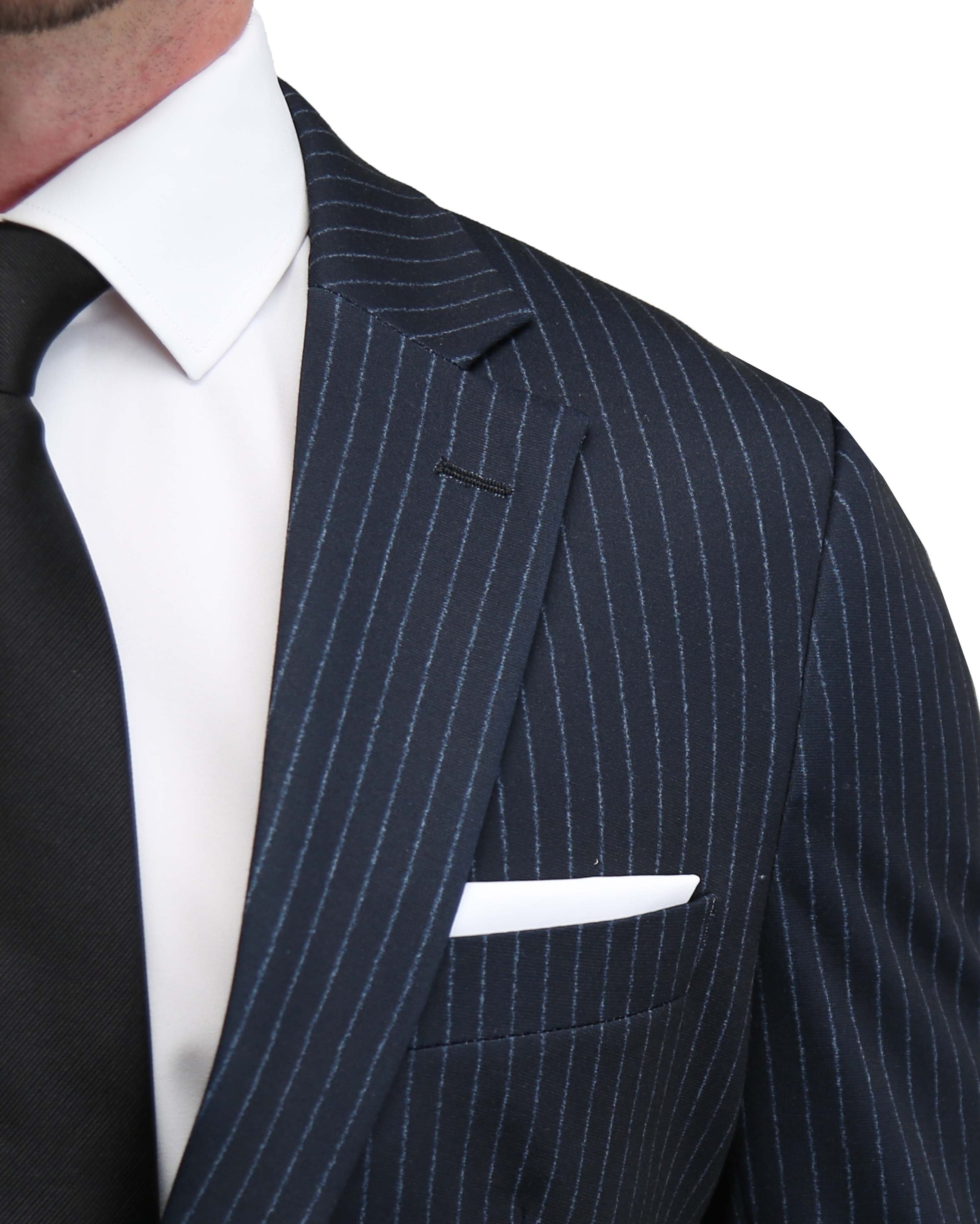 Athletic Fit Stretch Suit - Knit Blue Chalk Stripe
