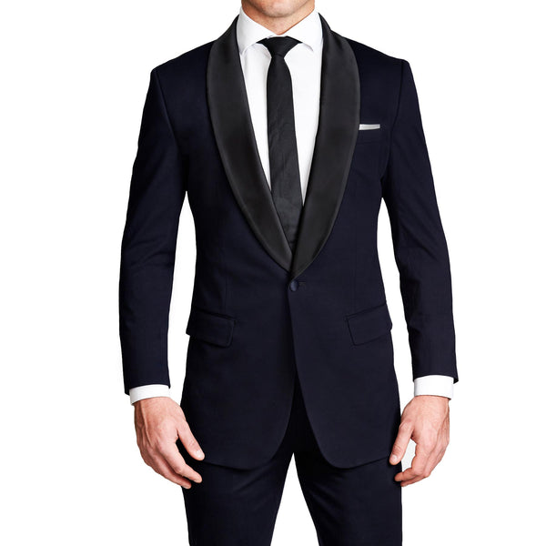Athletic Fit Stretch Tuxedo - Navy with Shawl Lapel