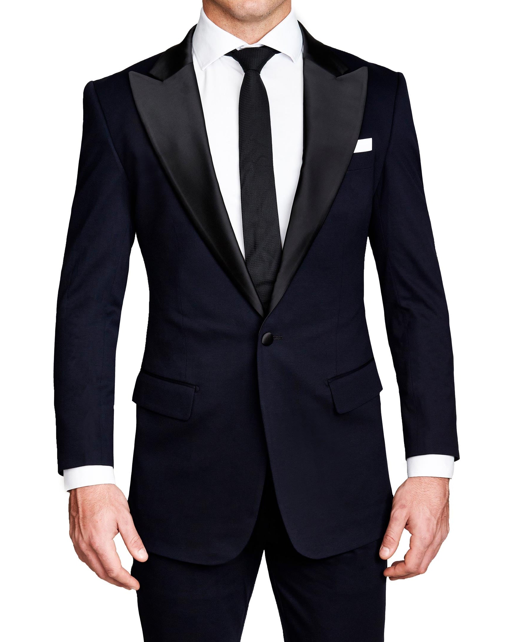 Athletic Fit Stretch Tuxedo - Navy with Peak Lapel