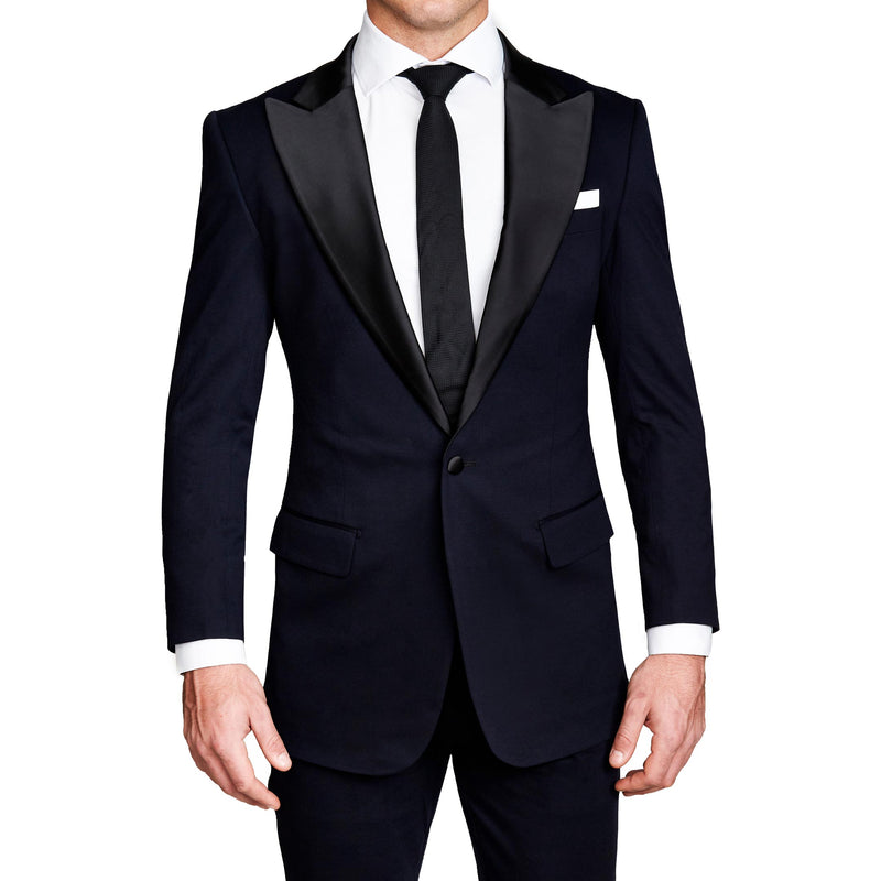 Athletic Fit Stretch Tuxedo - Navy with Peak Lapel