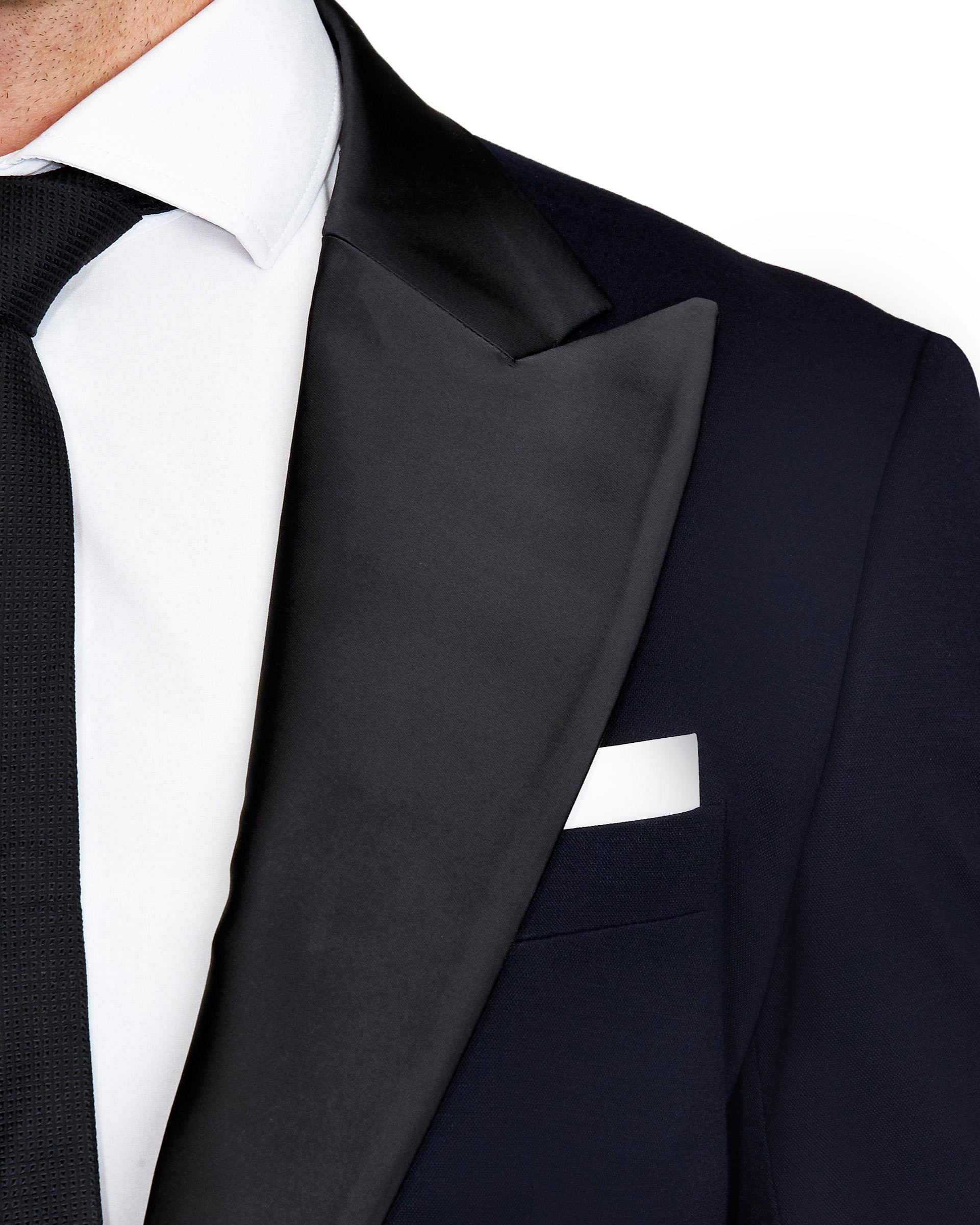 Athletic Fit Stretch Tuxedo Jacket - Solid Navy with Peak Lapel