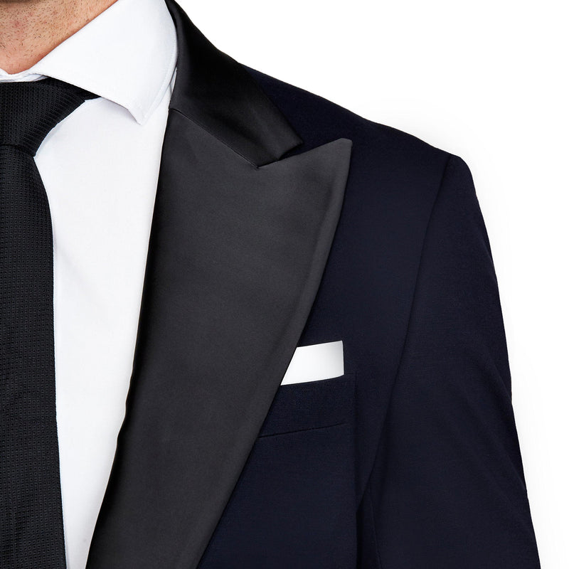 Athletic Fit Stretch Tuxedo Jacket - Solid Navy with Peak Lapel