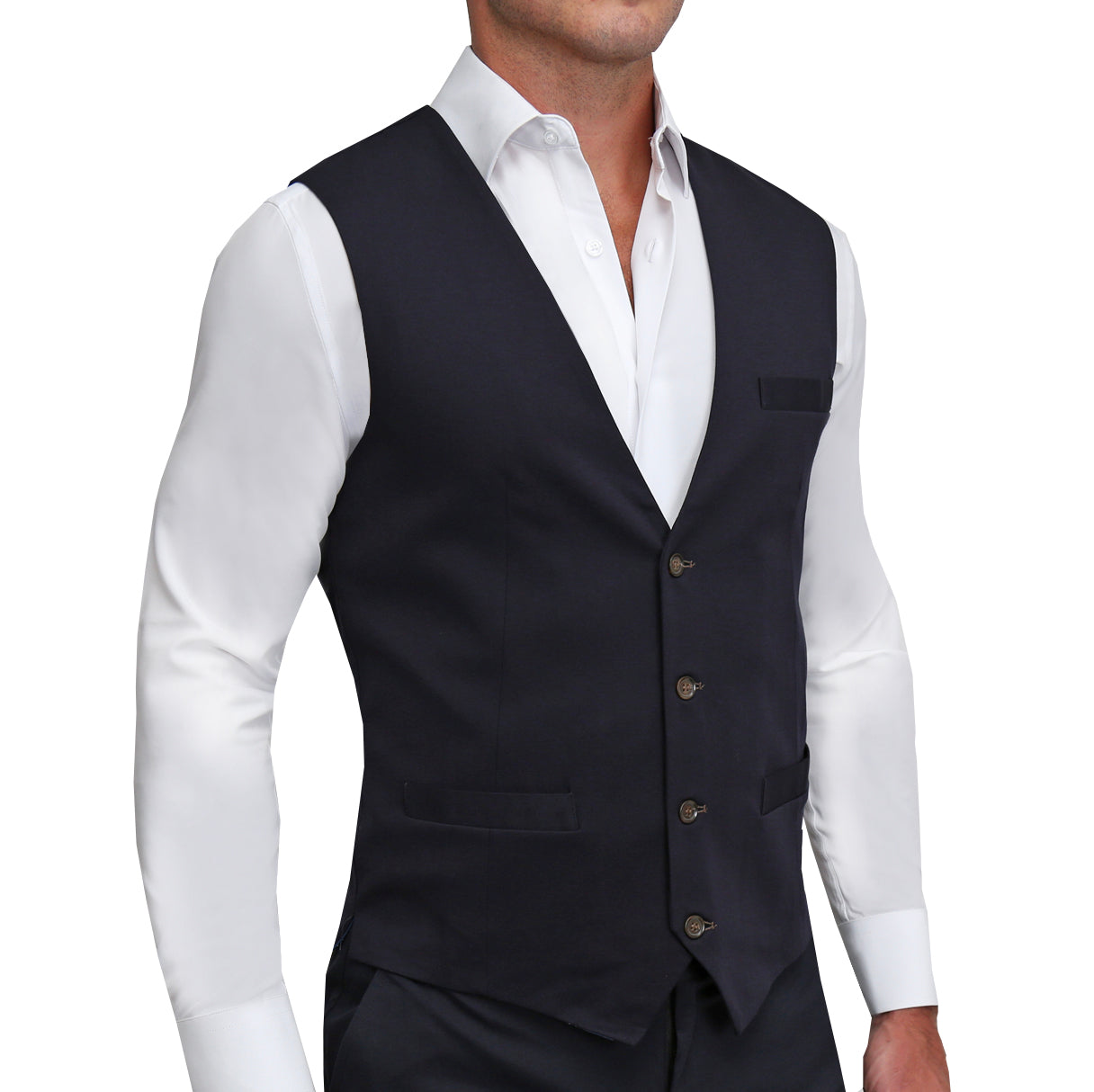 Athletic Fit Stretch Suit Vest - Solid Navy