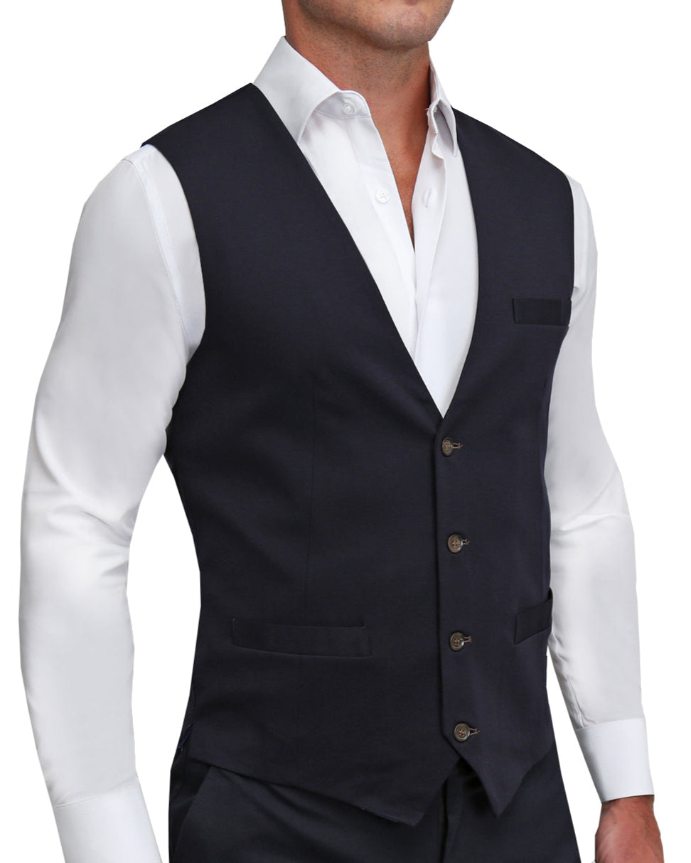 Athletic Fit Stretch Suit Vest - Solid Navy