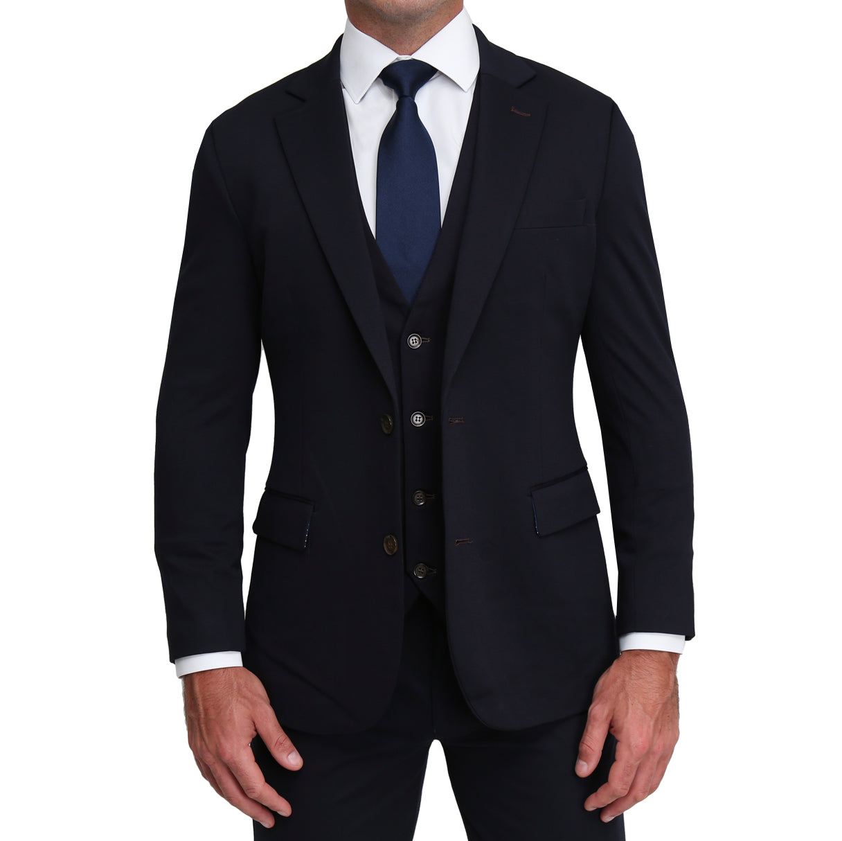 Athletic Fit Stretch Suit Vest - Solid Navy