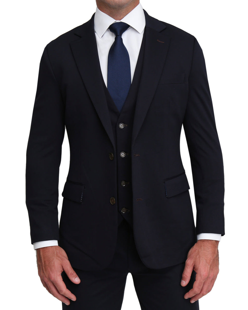 Athletic Fit Stretch Suit Vest - Solid Navy