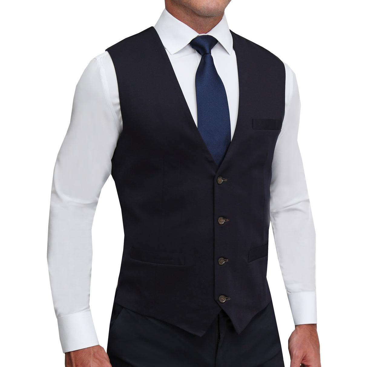 Athletic Fit Stretch Suit Vest - Solid Navy