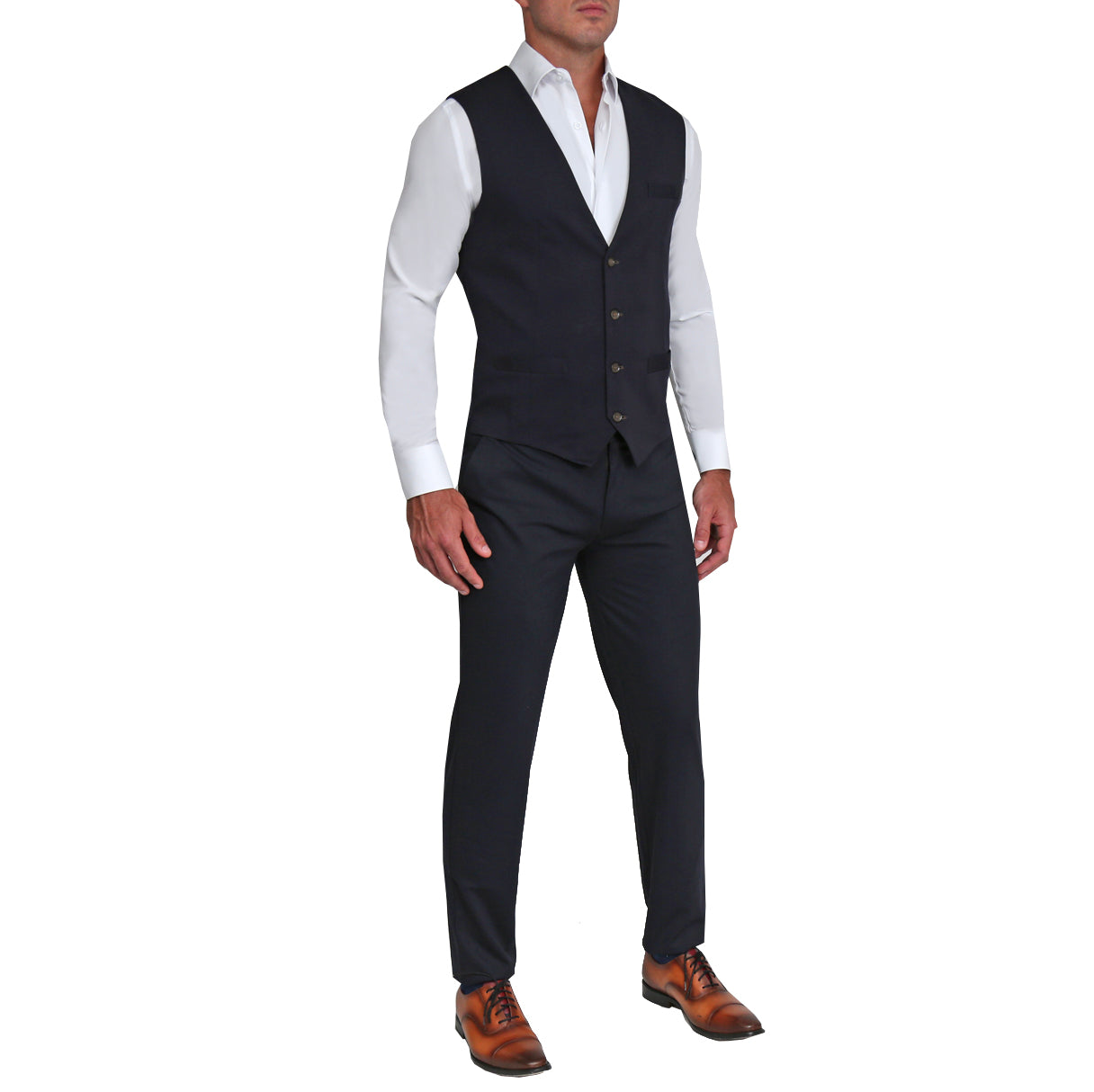 Athletic Fit Stretch Suit Vest - Solid Navy