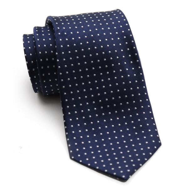 Navy with White Dots Woven Silk Tie