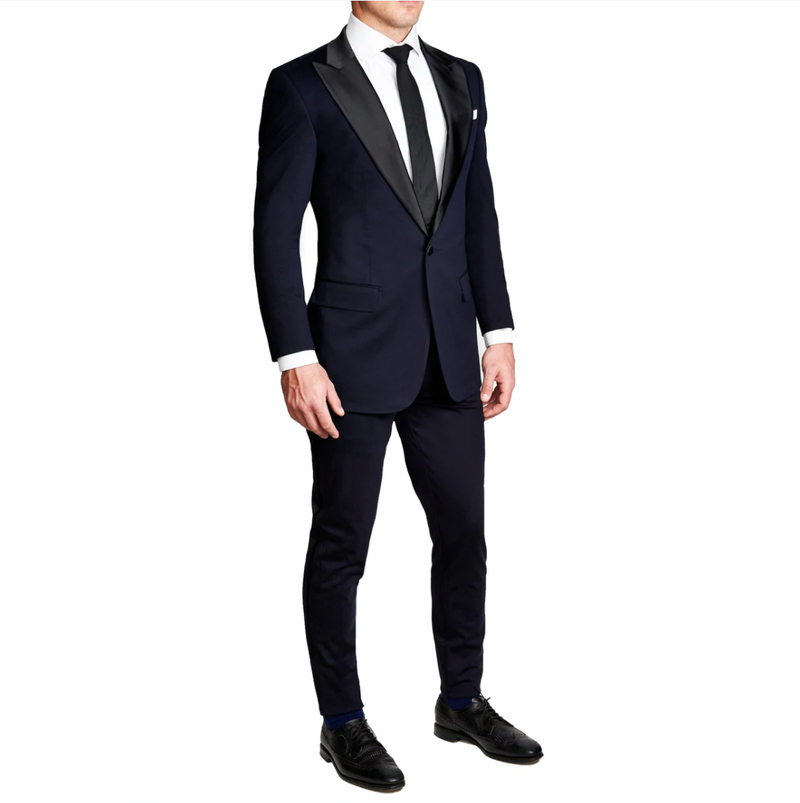 Athletic Fit Stretch Tuxedo - Navy with Peak Lapel