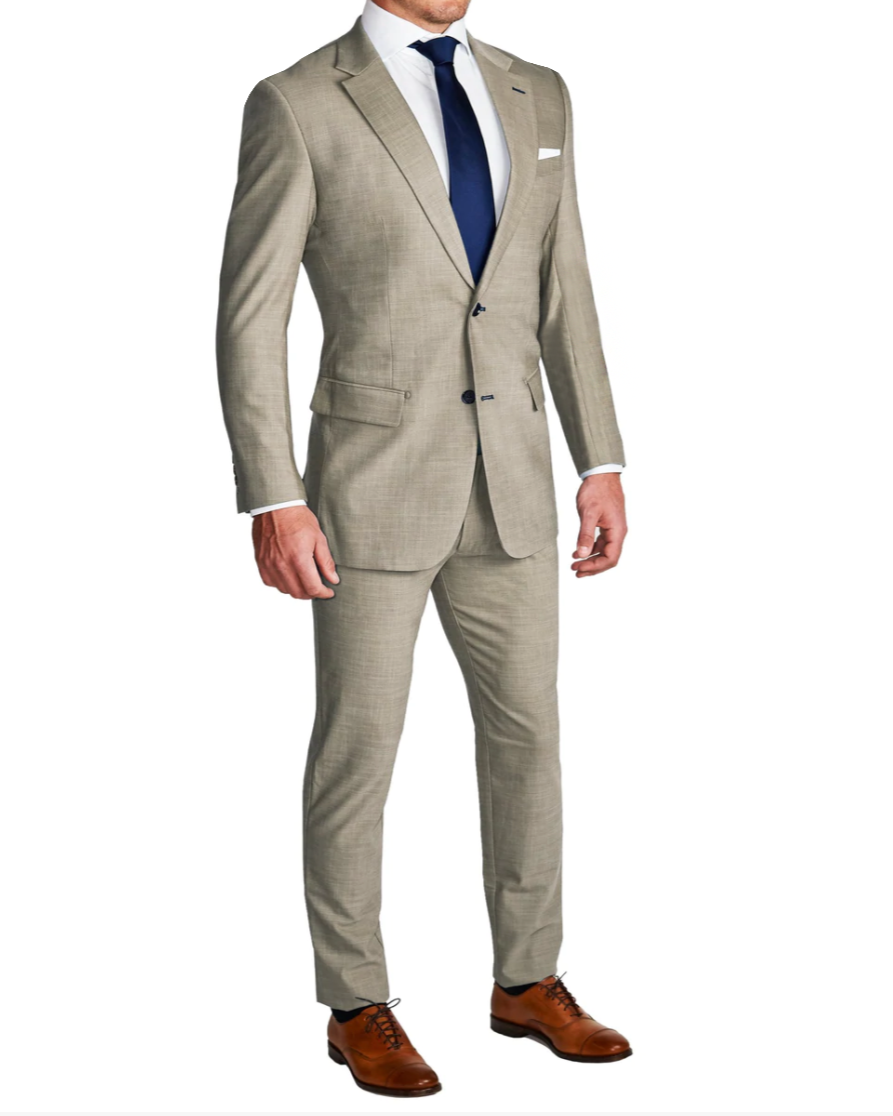 Athletic Fit Stretch Suit - Heathered Stone