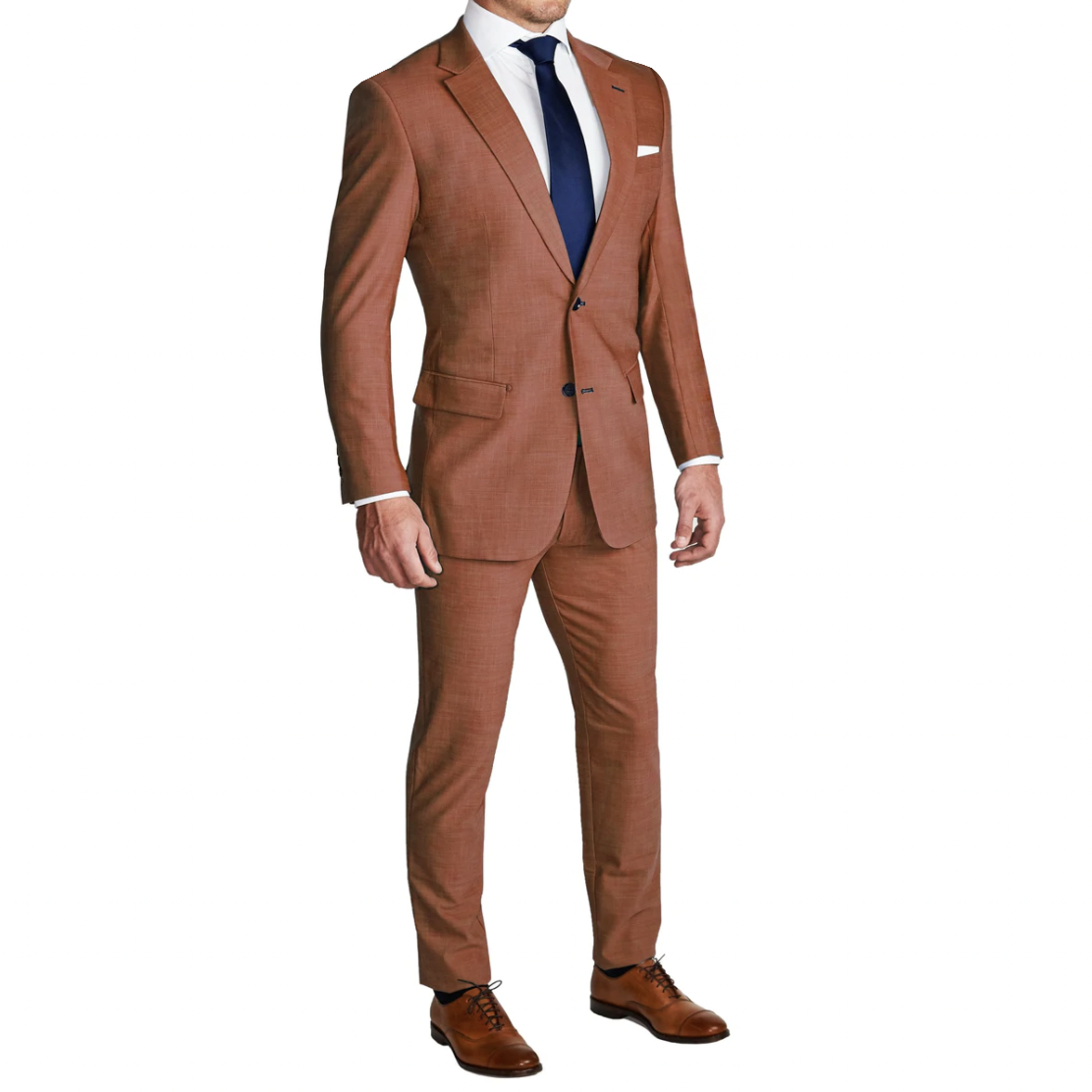 Athletic Fit Stretch Suit - Heathered Burnt Orange