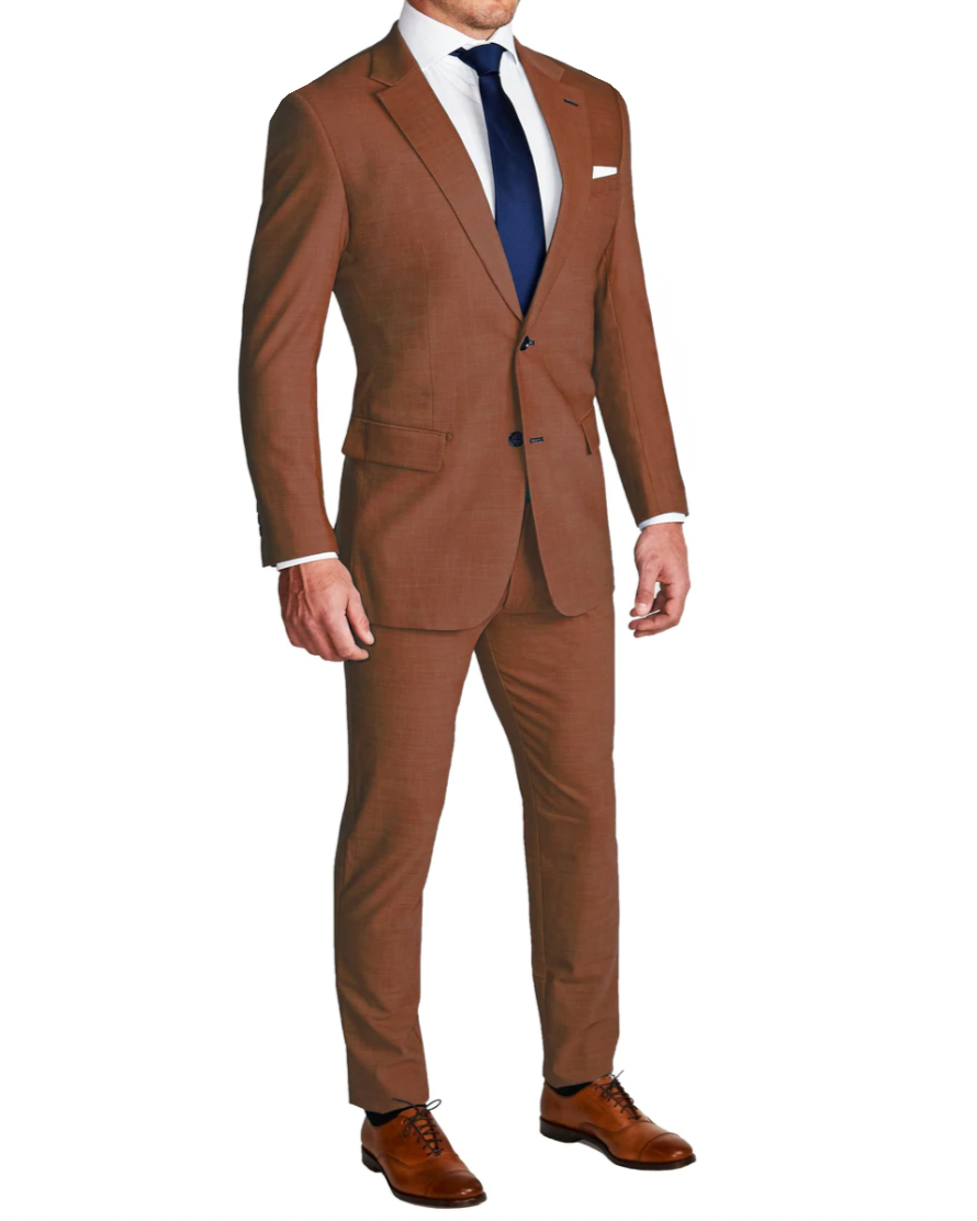 Athletic Fit Stretch Suit - Heathered Copper