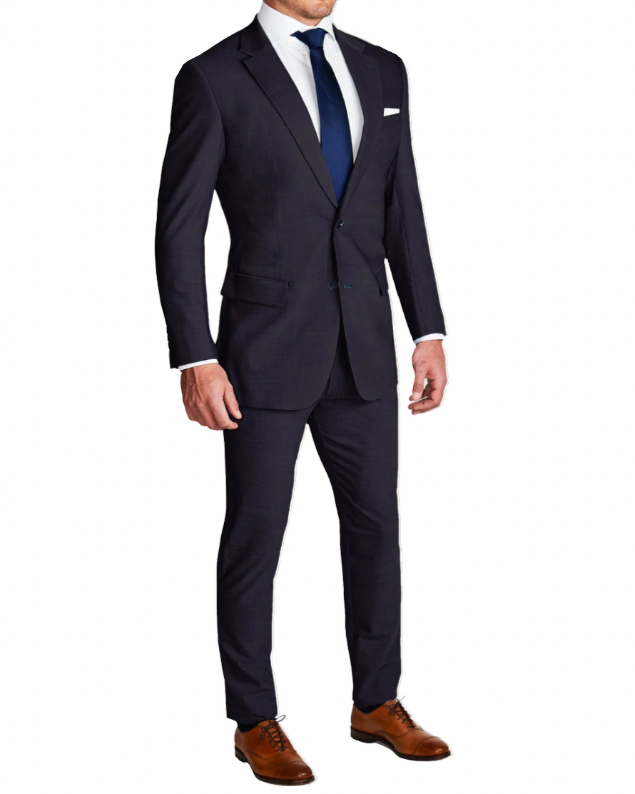 Athletic Fit Stretch Suit - Heathered Midnight Navy