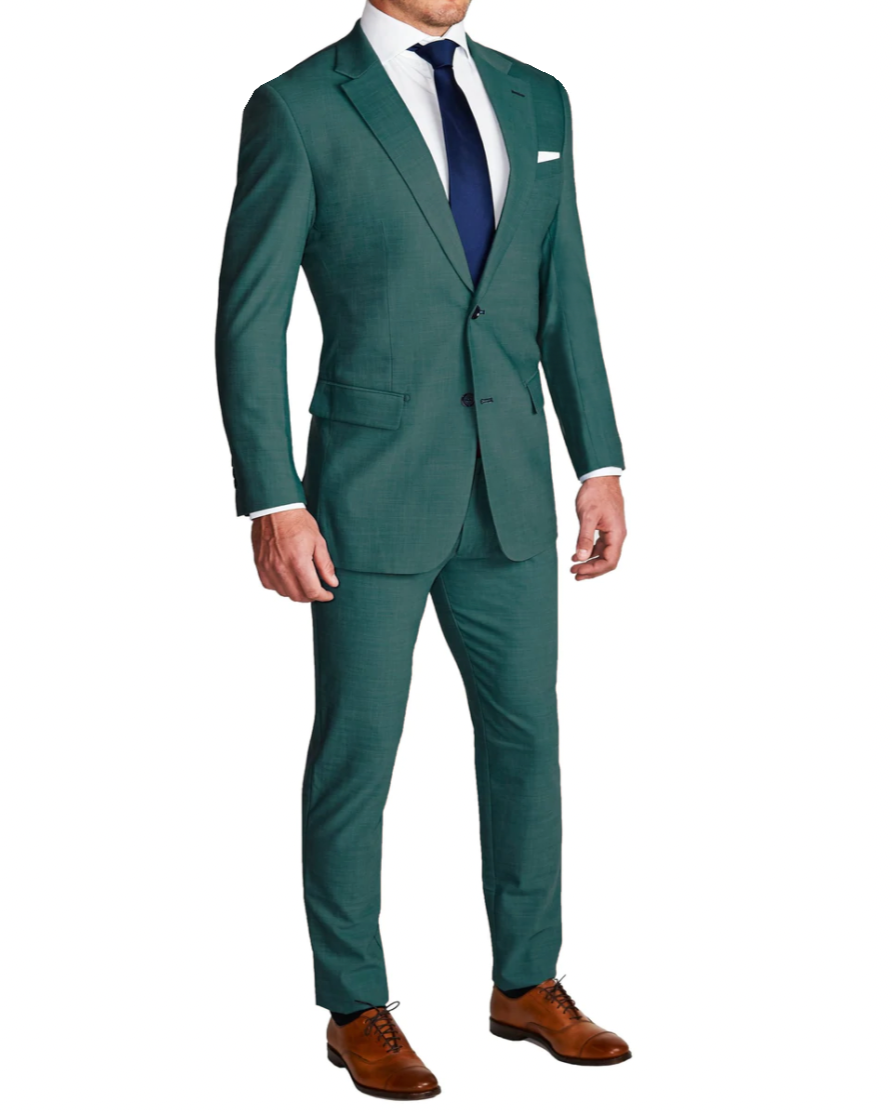 Athletic Fit Stretch Suit - Heathered Sea Green