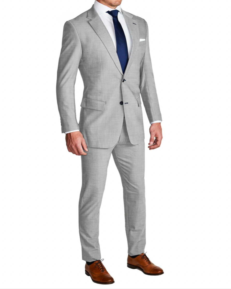 Athletic Fit Stretch Suit - Lightweight Light Grey