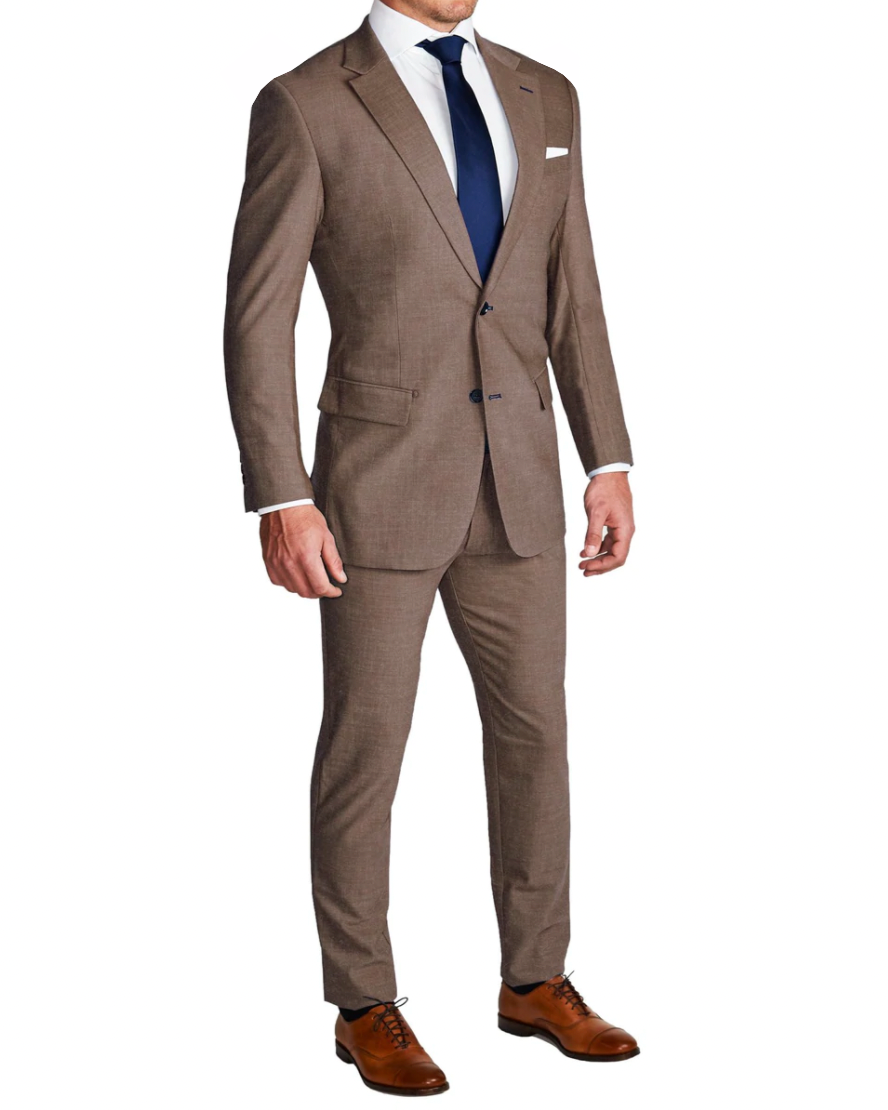 Athletic Fit Stretch Suit - Lightweight Heathered Latte