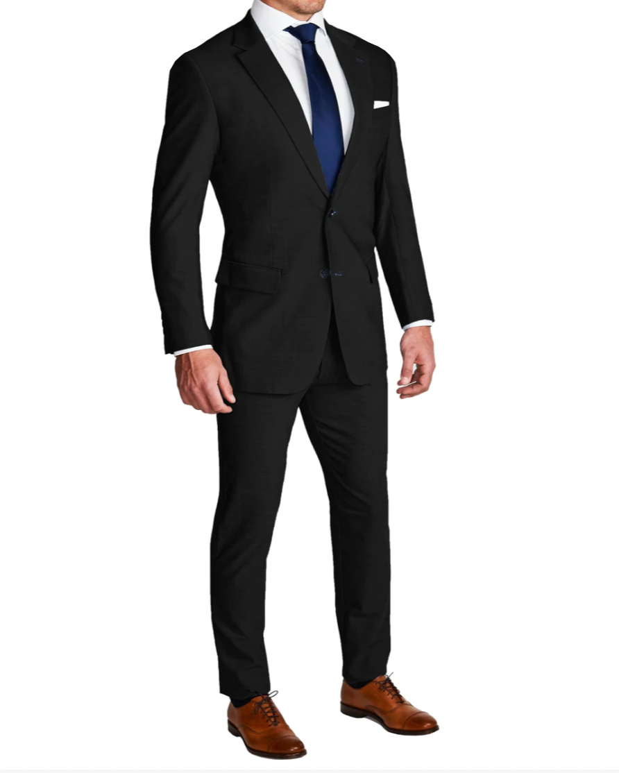 Athletic Fit Stretch Suit - Heathered Black