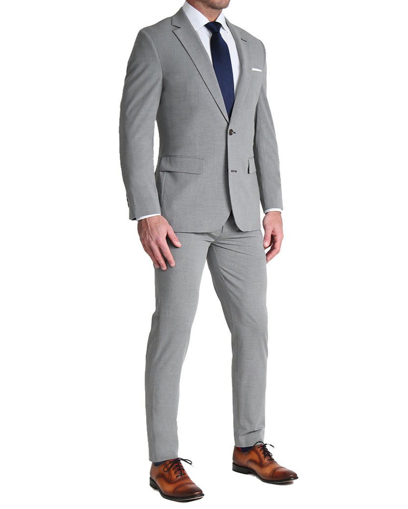 Athletic Fit Stretch Suit - Lightweight Heathered Smoked Grey
