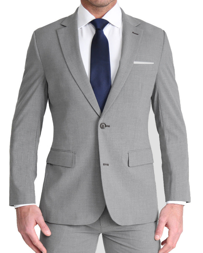 Athletic Fit Stretch Suit - Lightweight Heathered Smoked Grey