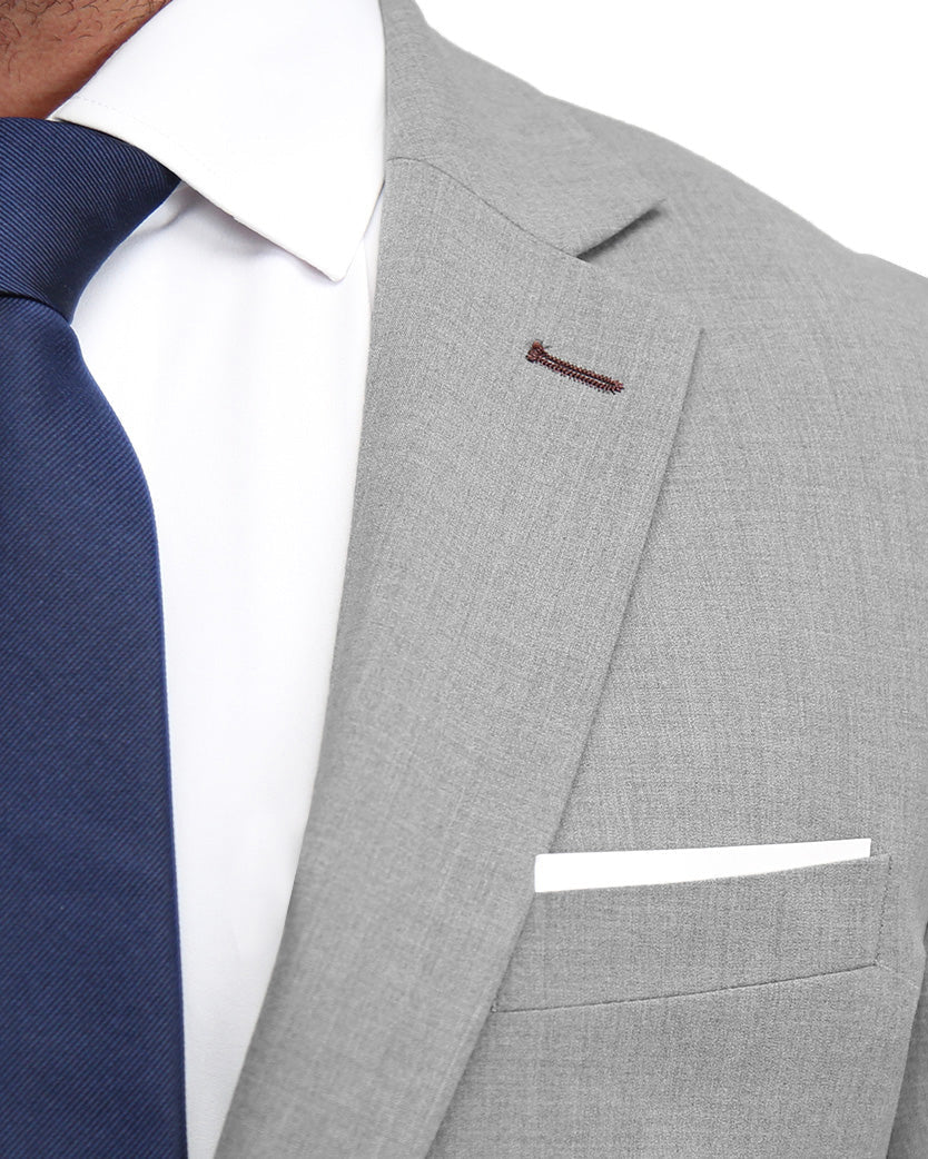 Athletic Fit Stretch Suit - Lightweight Heathered Smoked Grey