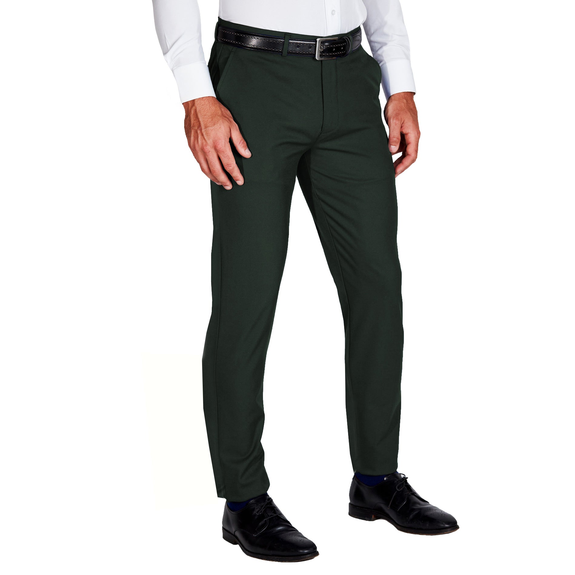 Athletic Fit Stretch Suit Pants - Hunter Green