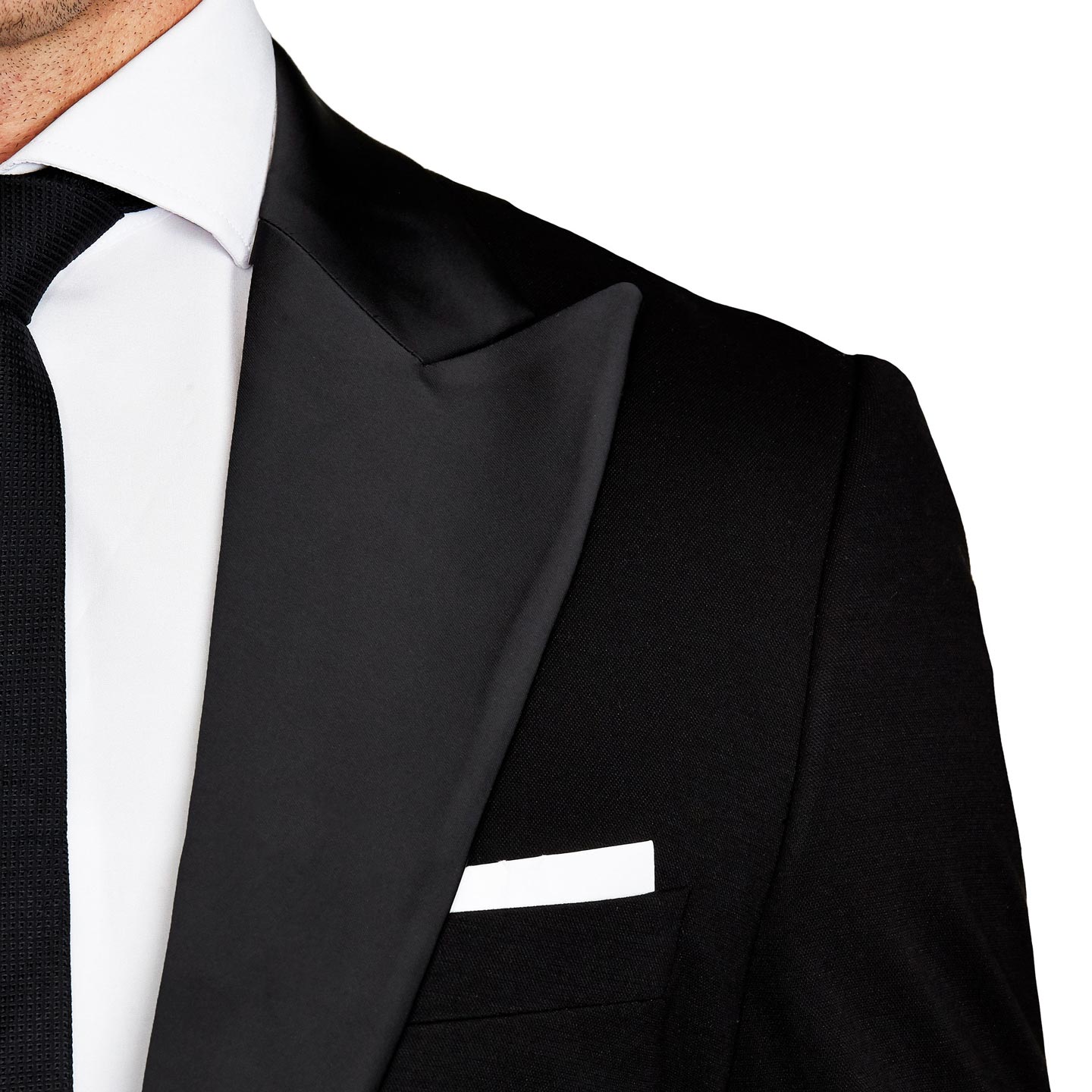 Athletic Fit Stretch Tuxedo - Black with Peak Lapel